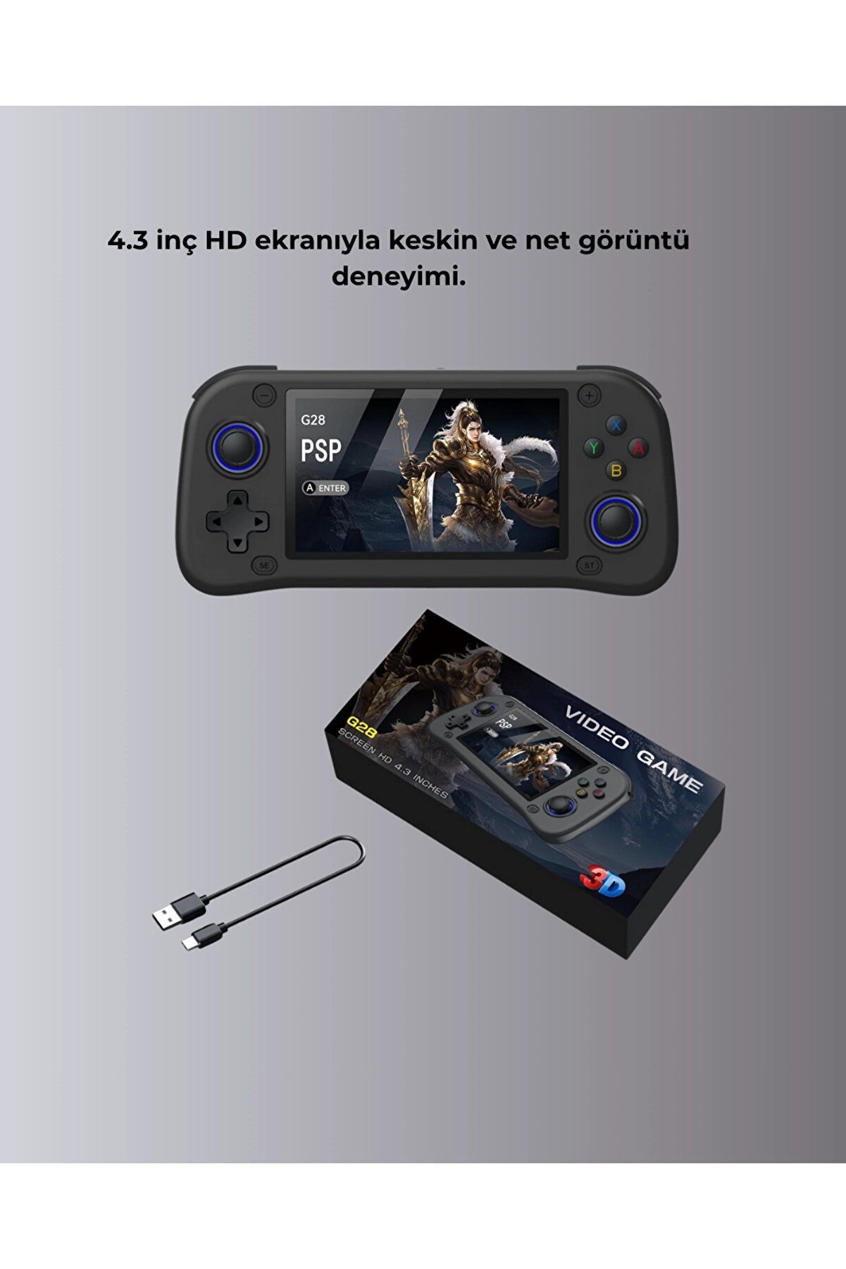 Teknomavm 4.3 İn&ccedil; Ips Ekranlı Taşınabi̇li̇r Oyun Konsolu 64Gb 10000 Oyun