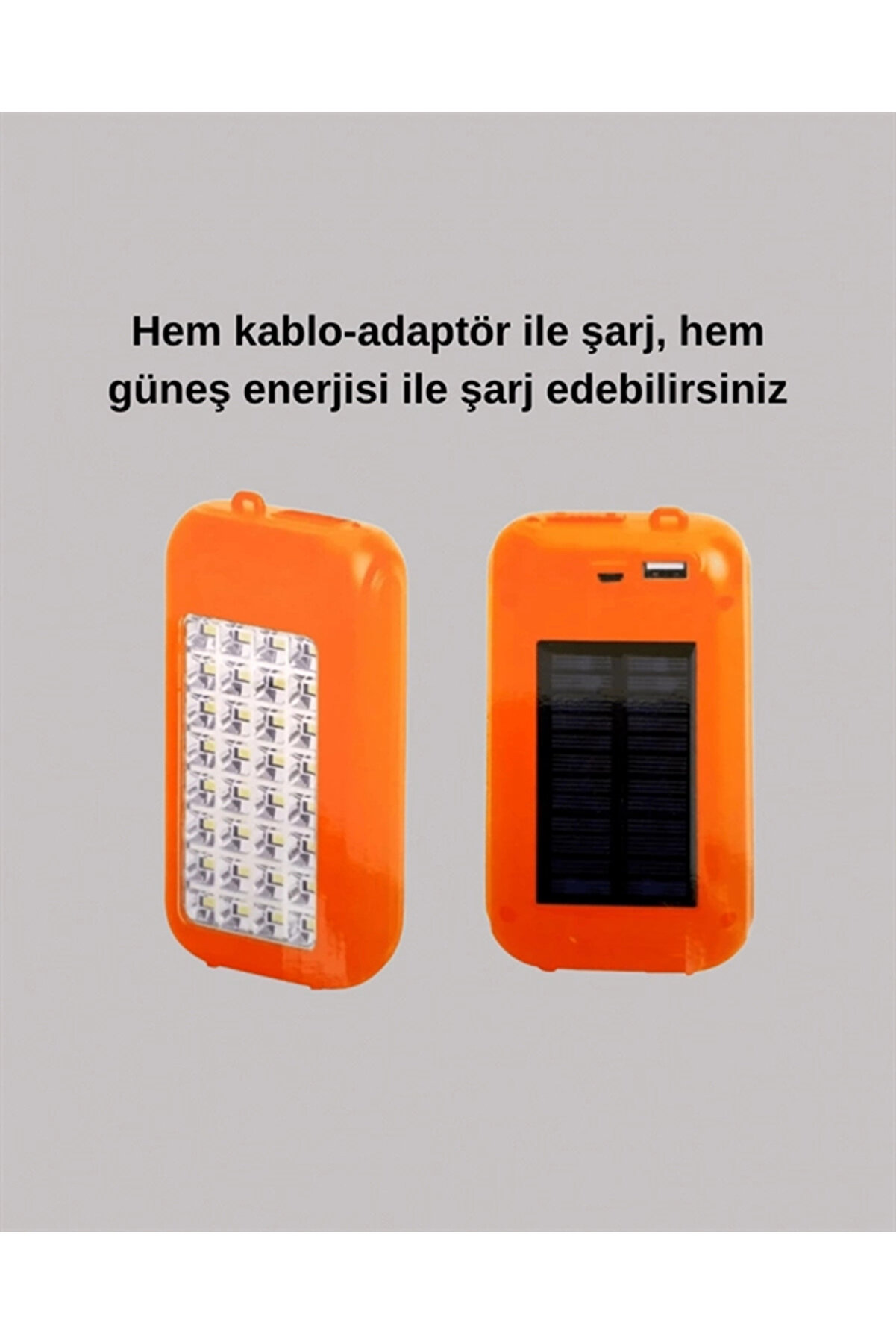Buti̇k Gold Si̇lver G&uuml;neş Enerji̇li̇ Powerbank Işıldak &ndash; 10000 Mah 32 Led &Ccedil;i̇ft Usb Su Ge&ccedil;i̇rmez