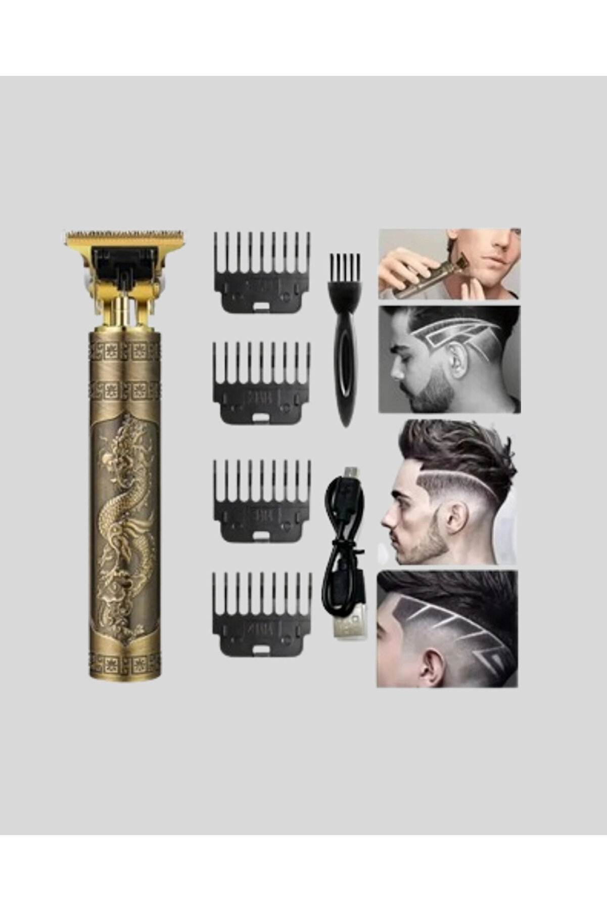 Buti̇k Profesyonel &Ccedil;i̇zi̇k Tıraş Maki̇nesi̇ &ndash; T &Ccedil;eli̇k Bı&ccedil;aklı 120 Daki̇ka Şarjlı Kullanım 3 Başlıklı