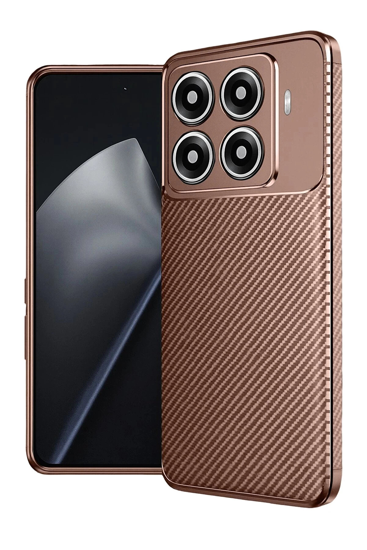 Buti̇k Xi̇aomi̇ Mi̇ 15T Pro Auto Focus Karbon Kapak - Kahverengi̇-(5796)