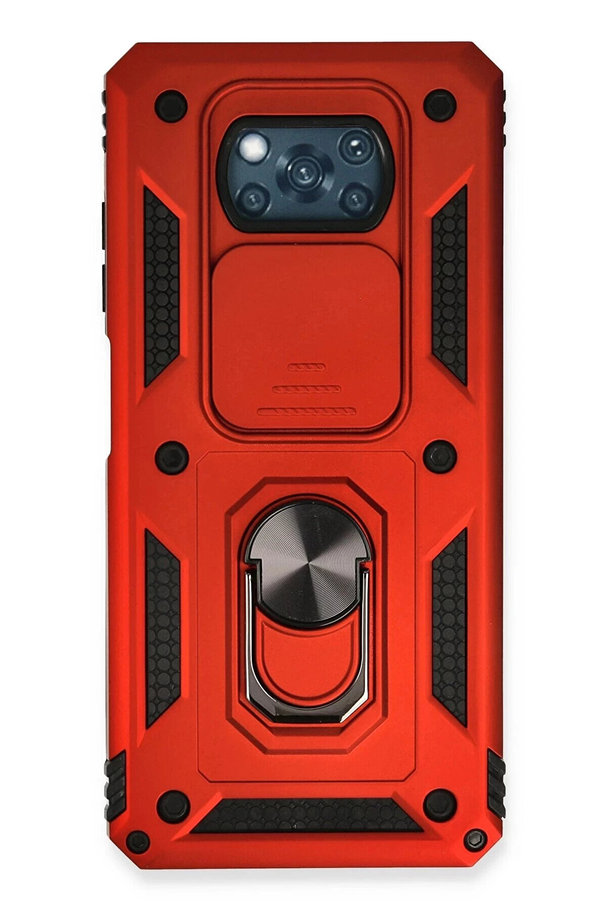 Buti̇k Xi̇aomi̇ Pocophone X3 Kılıf Pars Lens Y&uuml;z&uuml;kl&uuml; Si̇li̇kon - Kırmızı-(5796)