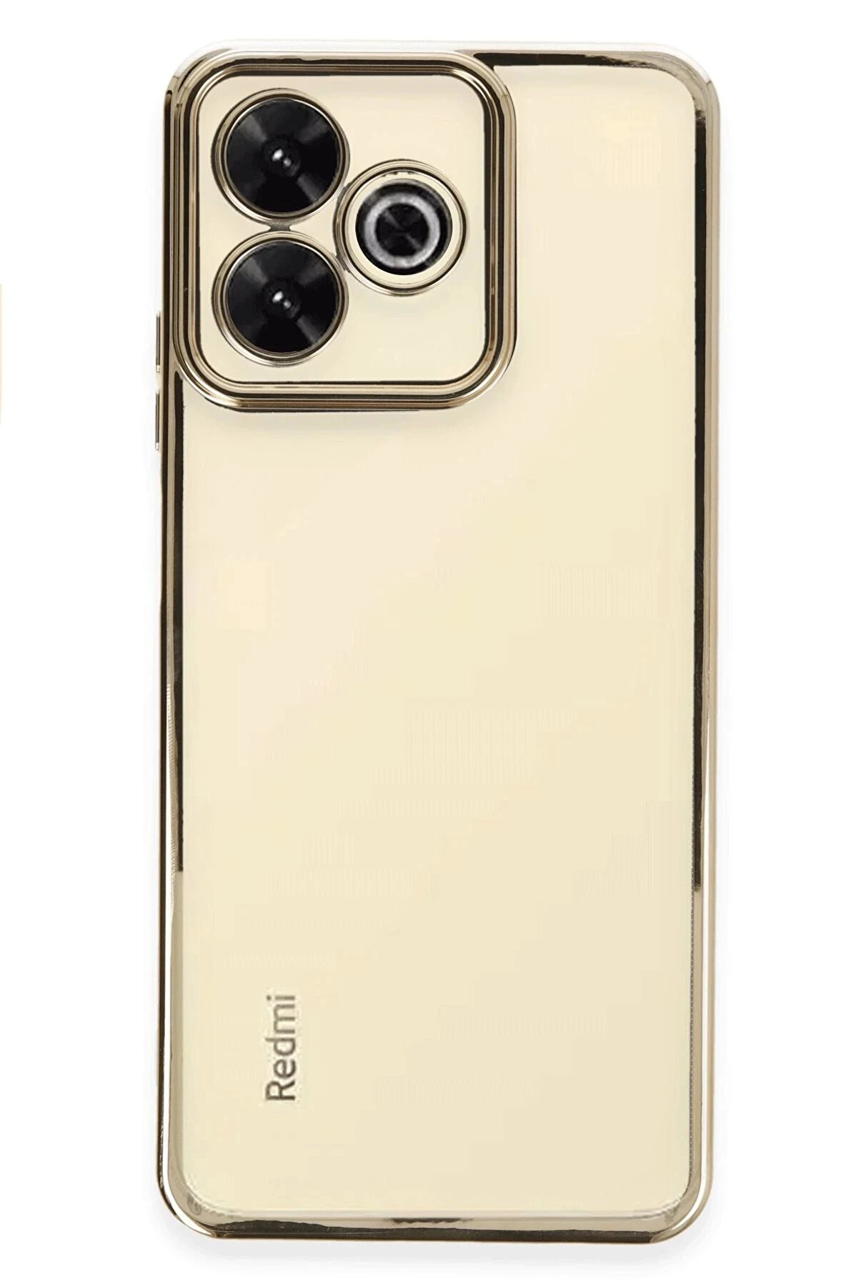 Buti̇k Xi̇aomi̇ Redmi̇ 13 4G Kılıf Lensli̇ Si̇li̇kon - Gold-(5796)