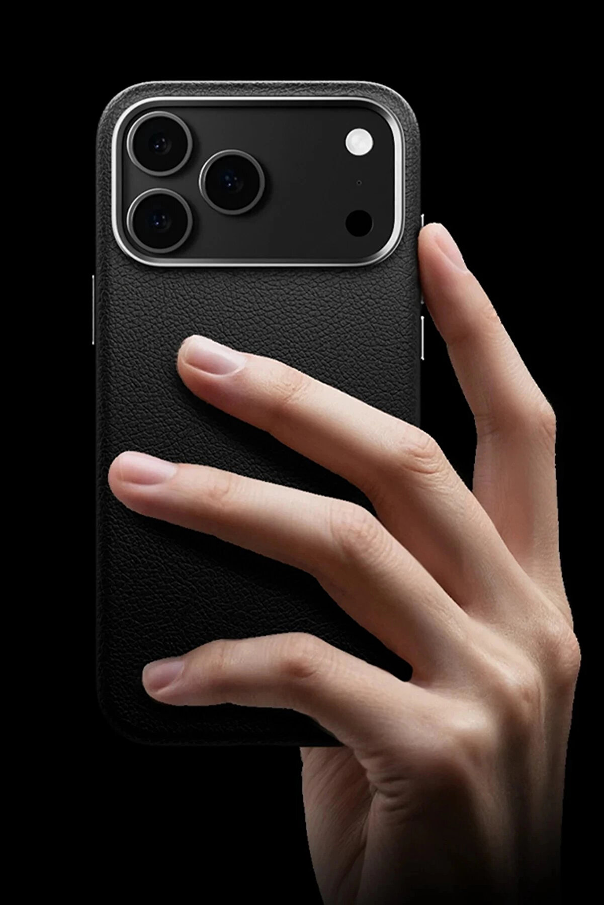 Buti̇k İphone 17 Pro Wonder Deri̇ Magsafe Kapak - Si̇yah-(5796)