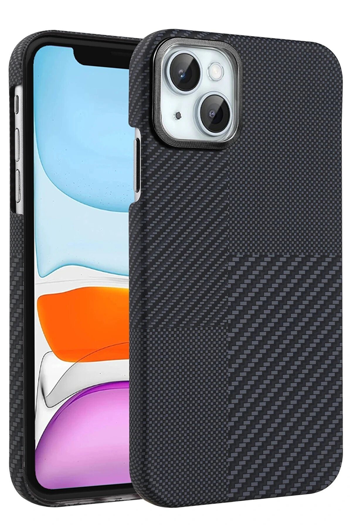 Buti̇k Apple İphone 14 Vega Magsafe Kapak - Si̇yah-(5796)