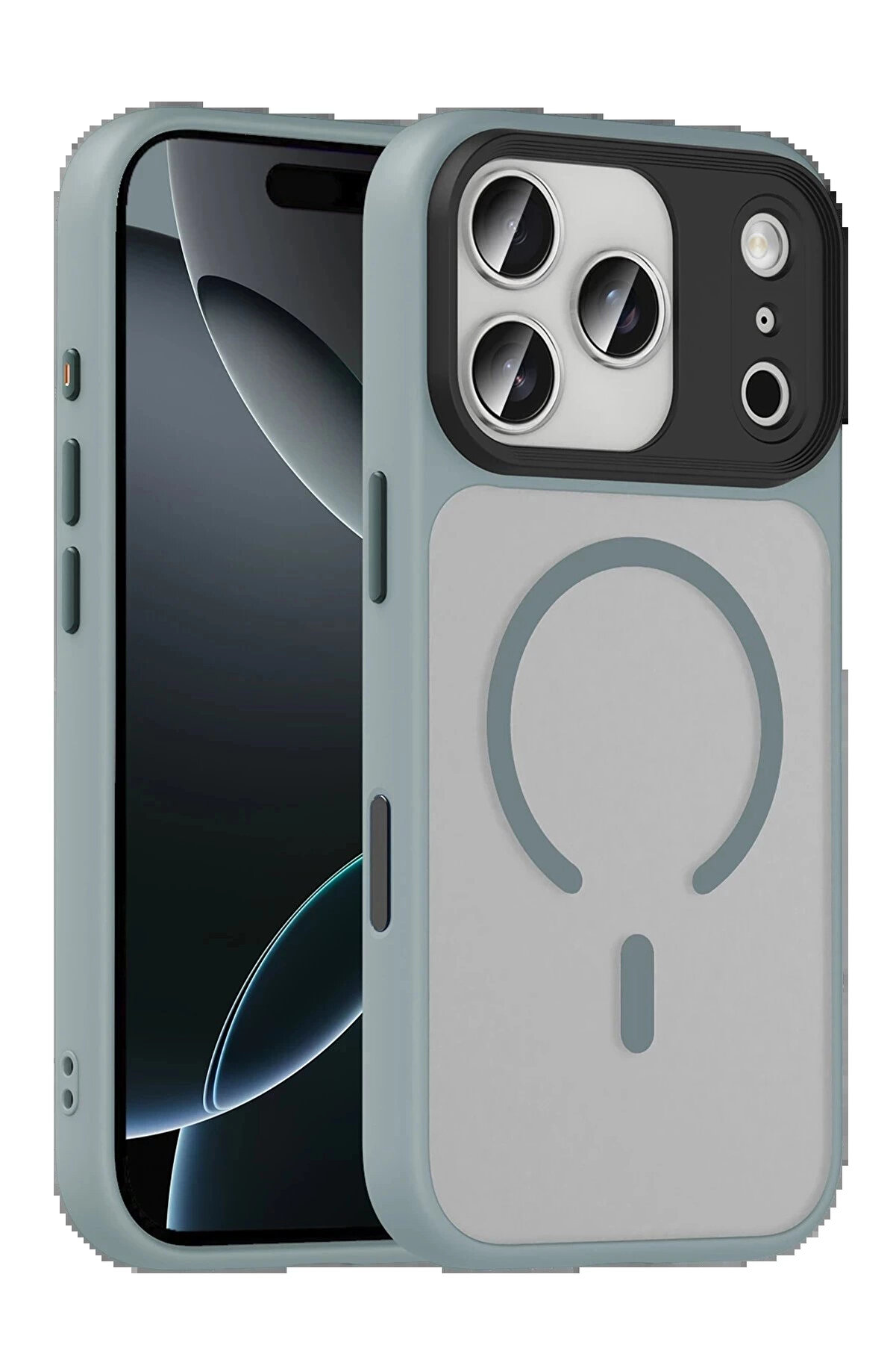 Buti̇k Apple İphone 17 Pro Max Megane Magsafe Kapak - Ti̇tan Gri̇-(5796)