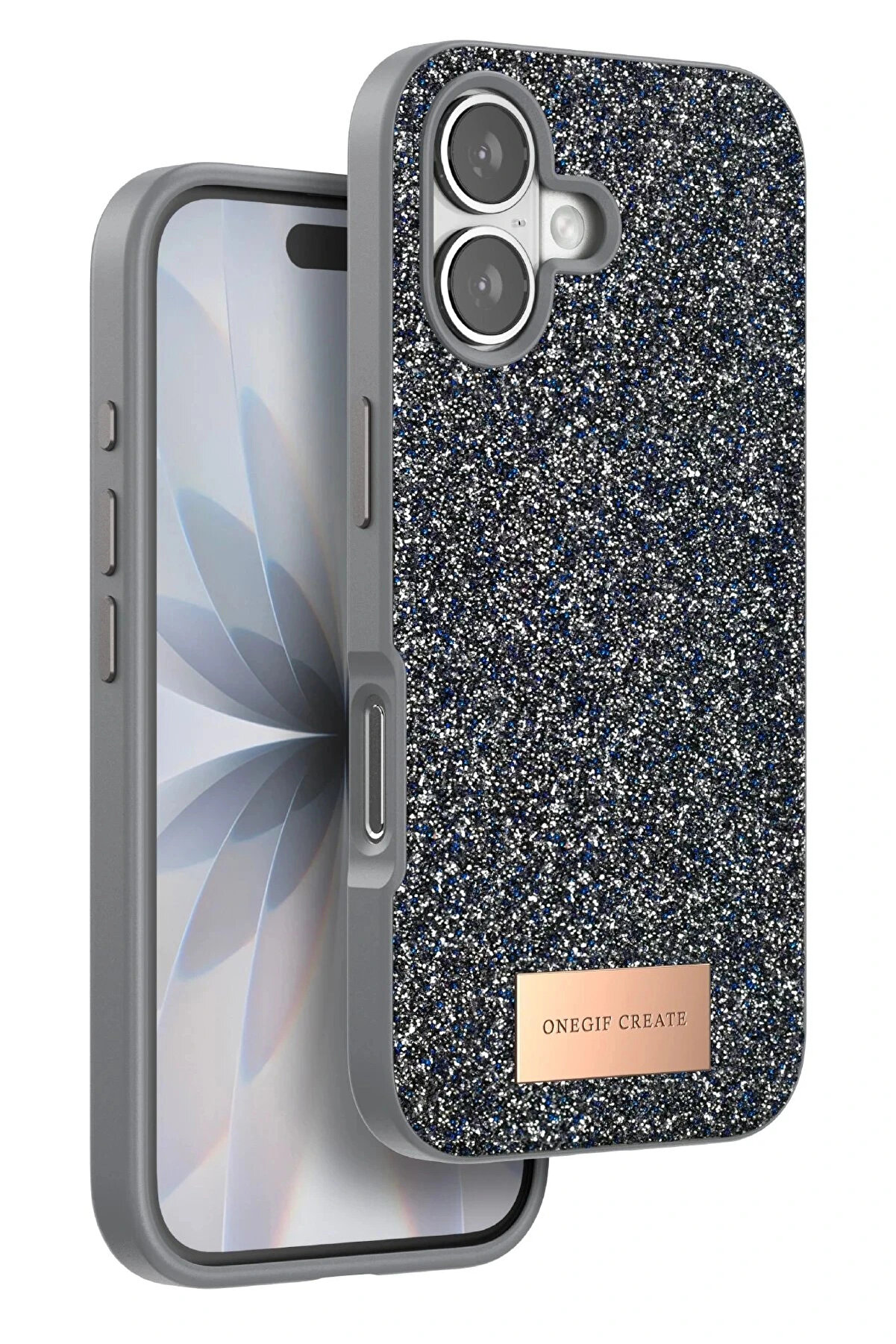 Buti̇k Apple İphone 17 Bri̇ght Si̇mli̇ Kapak - G&uuml;m&uuml;ş-(5796)