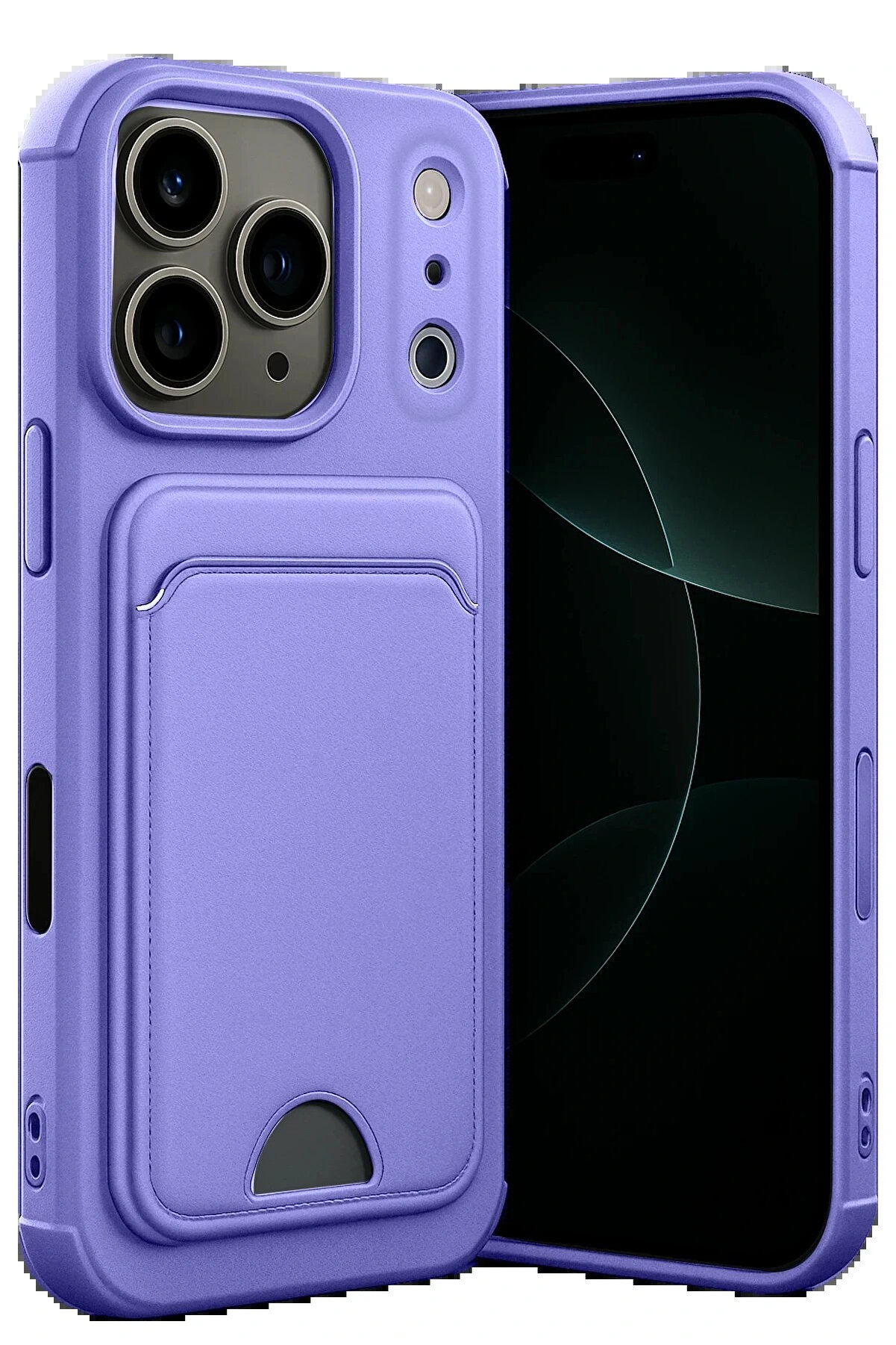 Buti̇k Apple İphone 17 Pro Max Kelvi̇n Kartvi̇zi̇tli̇ Si̇li̇kon - Li̇la-(5796)