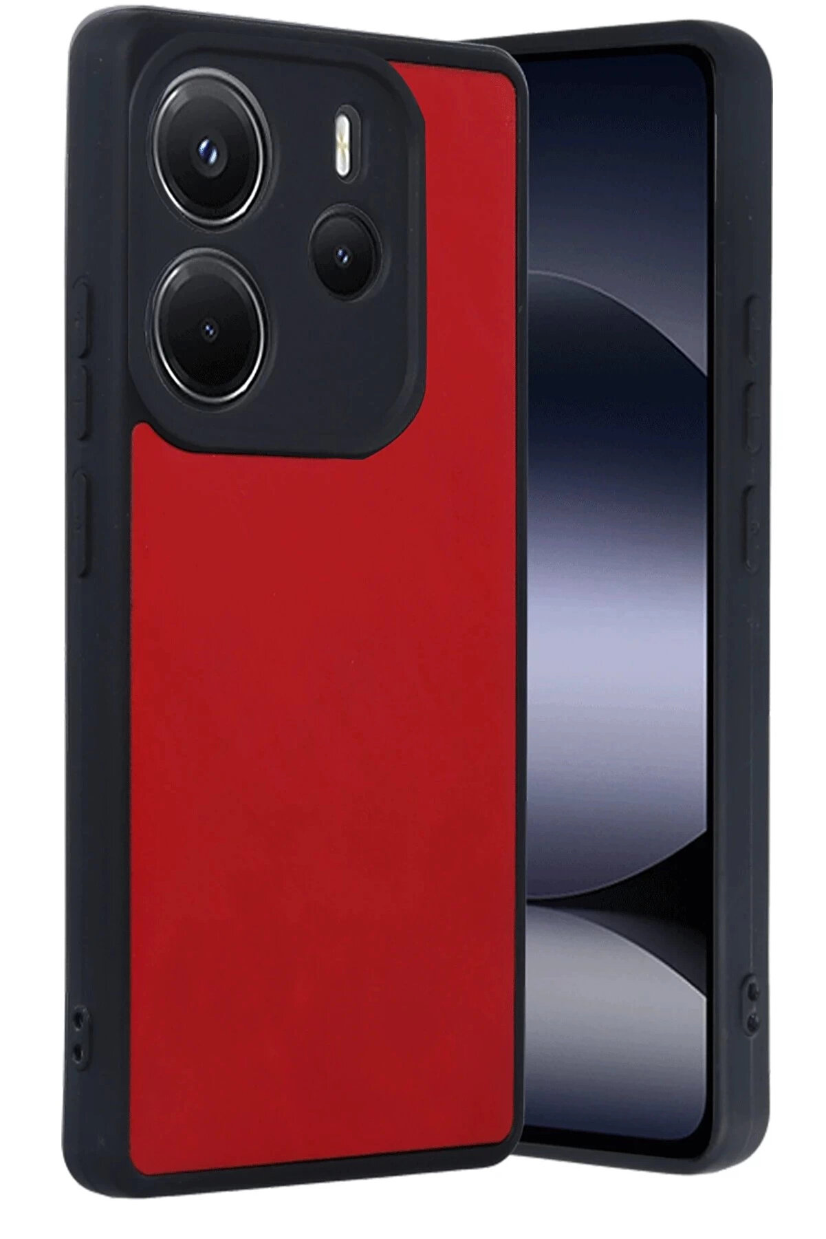 Buti̇k Harmonyaura Xi̇aomi̇ Redmi̇ Note 14 4G Kılıf Aras Deri̇ Kapak - Kırmızı