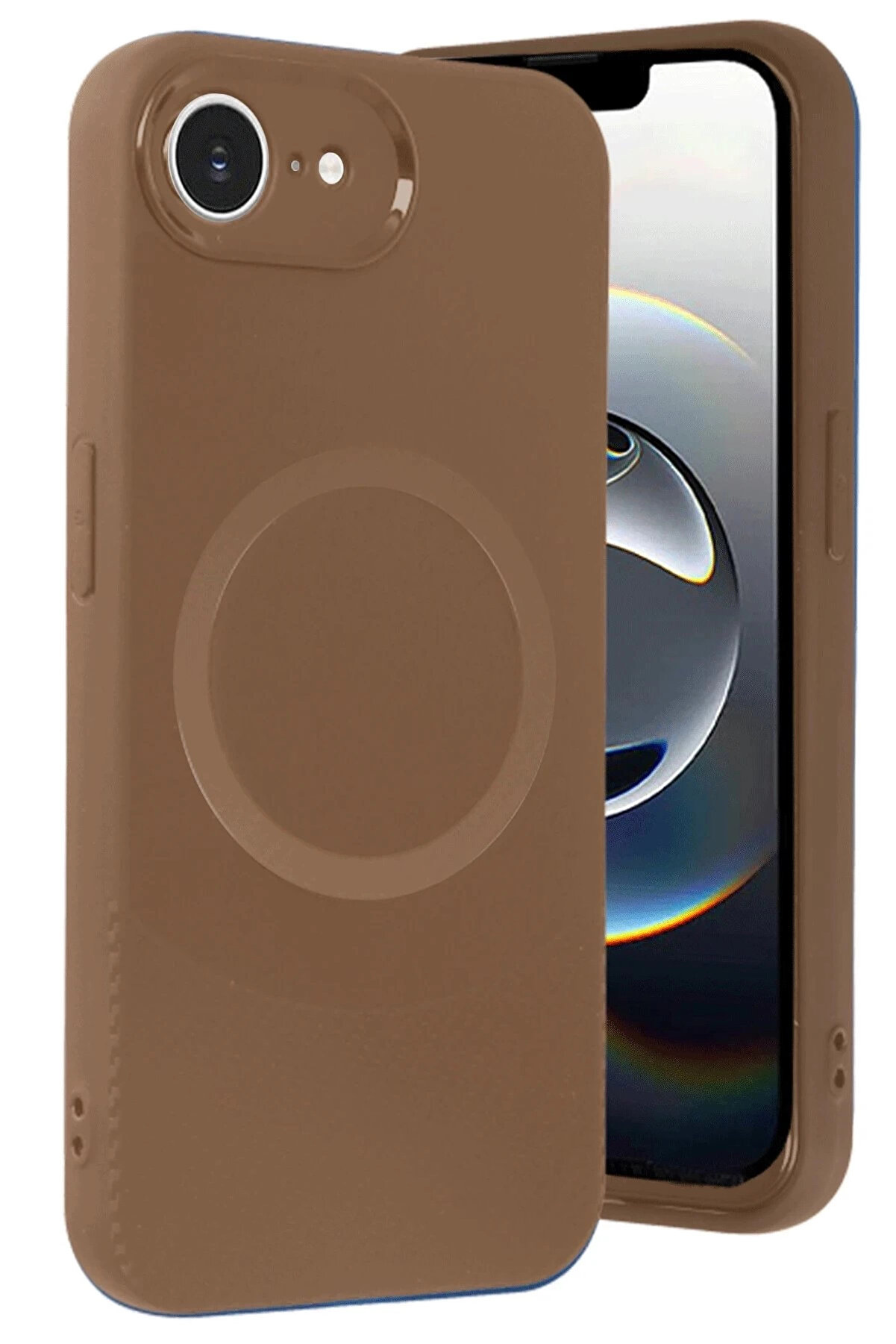 Buti̇k İphone 16E Kılıf Maya Karbon Kapak - Kahverengi̇-(5796)