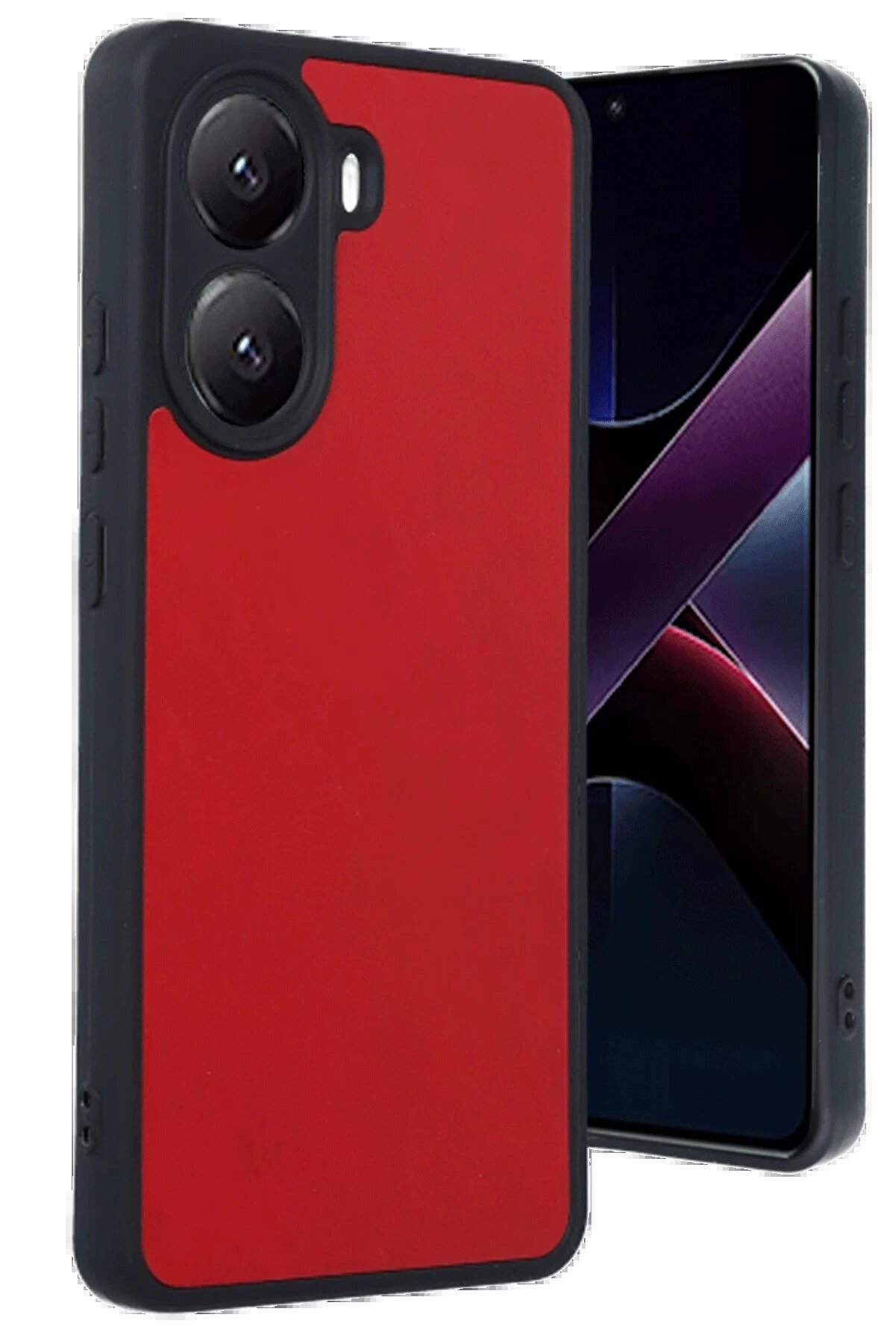 Buti̇k Xi̇aomi̇ Poco X7 Pro Kılıf Aras Deri̇ Kapak - Kırmızı-(5796)