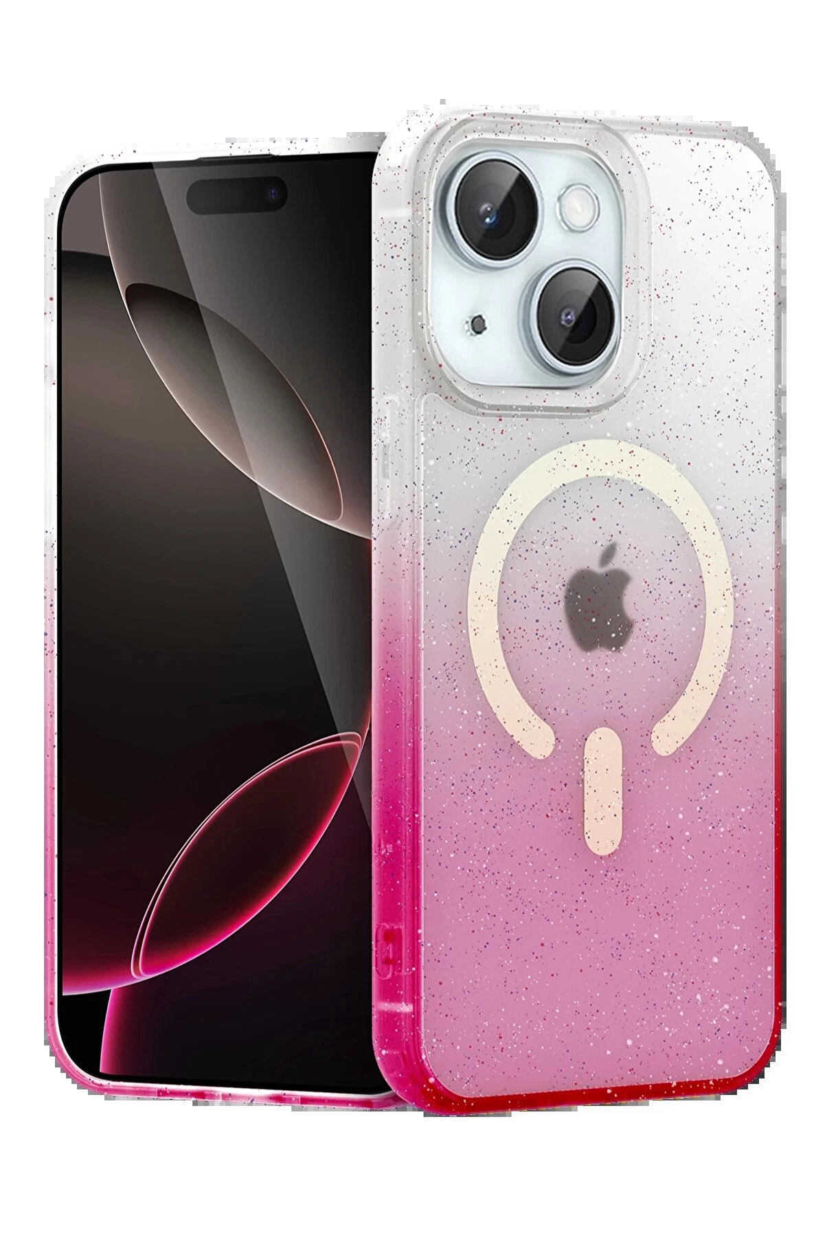 Buti̇k Apple İphone 14 Pummel Shi̇ny Magsafe Kapak - Pembe-(5796)