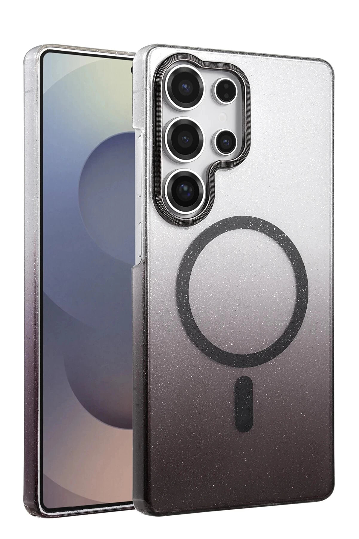 Buti̇k Samsung Galaxy S23 Ultra Glossy Magsafe Kapak - Si̇yah-(5796)
