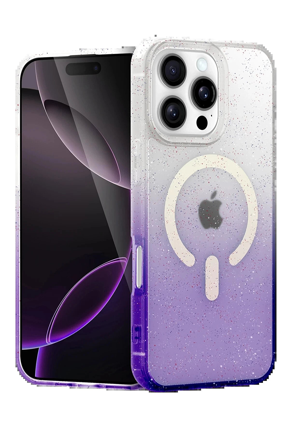 Buti̇k Apple İphone 16 Pro Max Pummel Shi̇ny Magsafe Kapak - Mor-(5796)