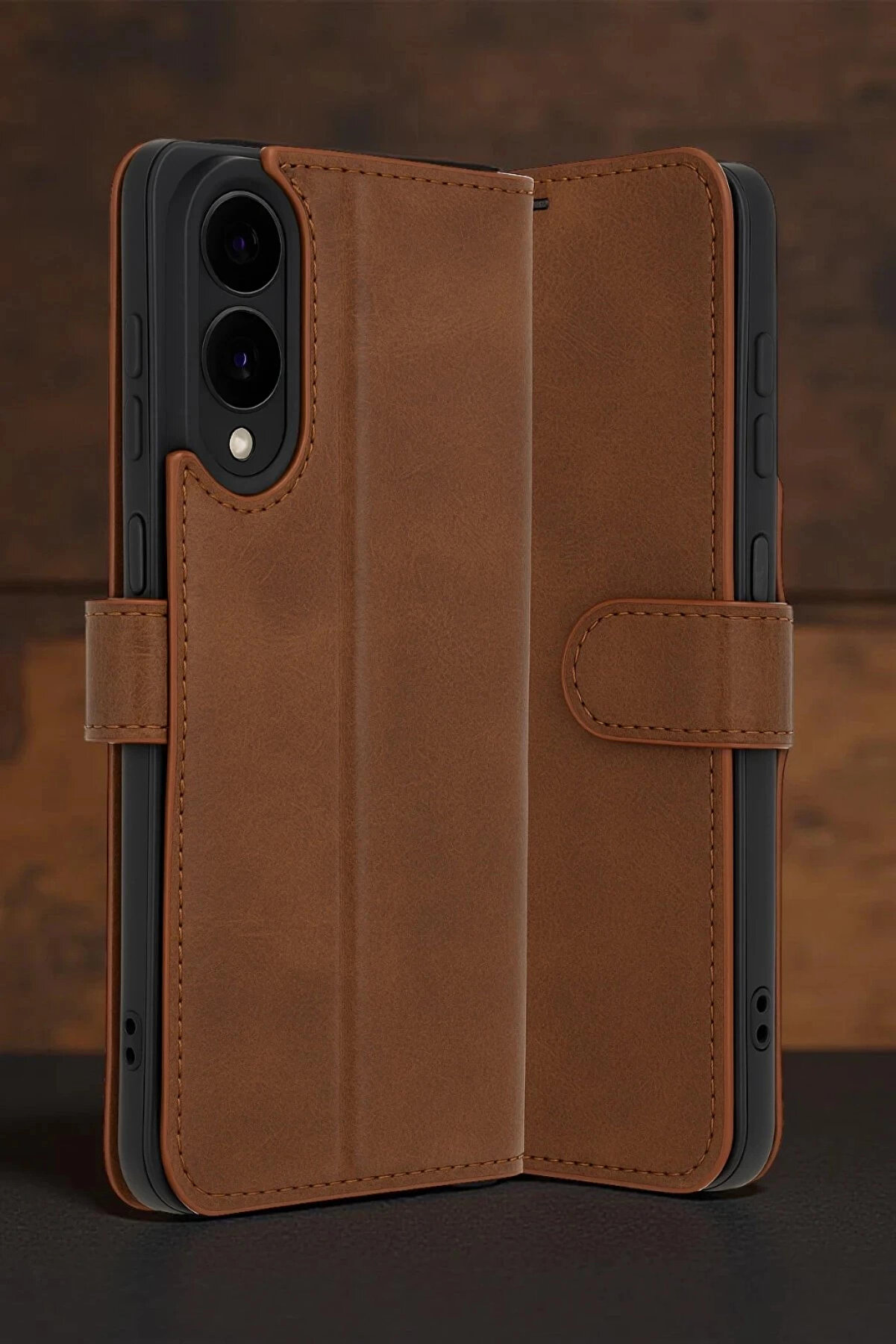 Buti̇k Samsung Galaxy S25 Edge Trend S Plus Kapaklı Kılıf - Taba-(5796)