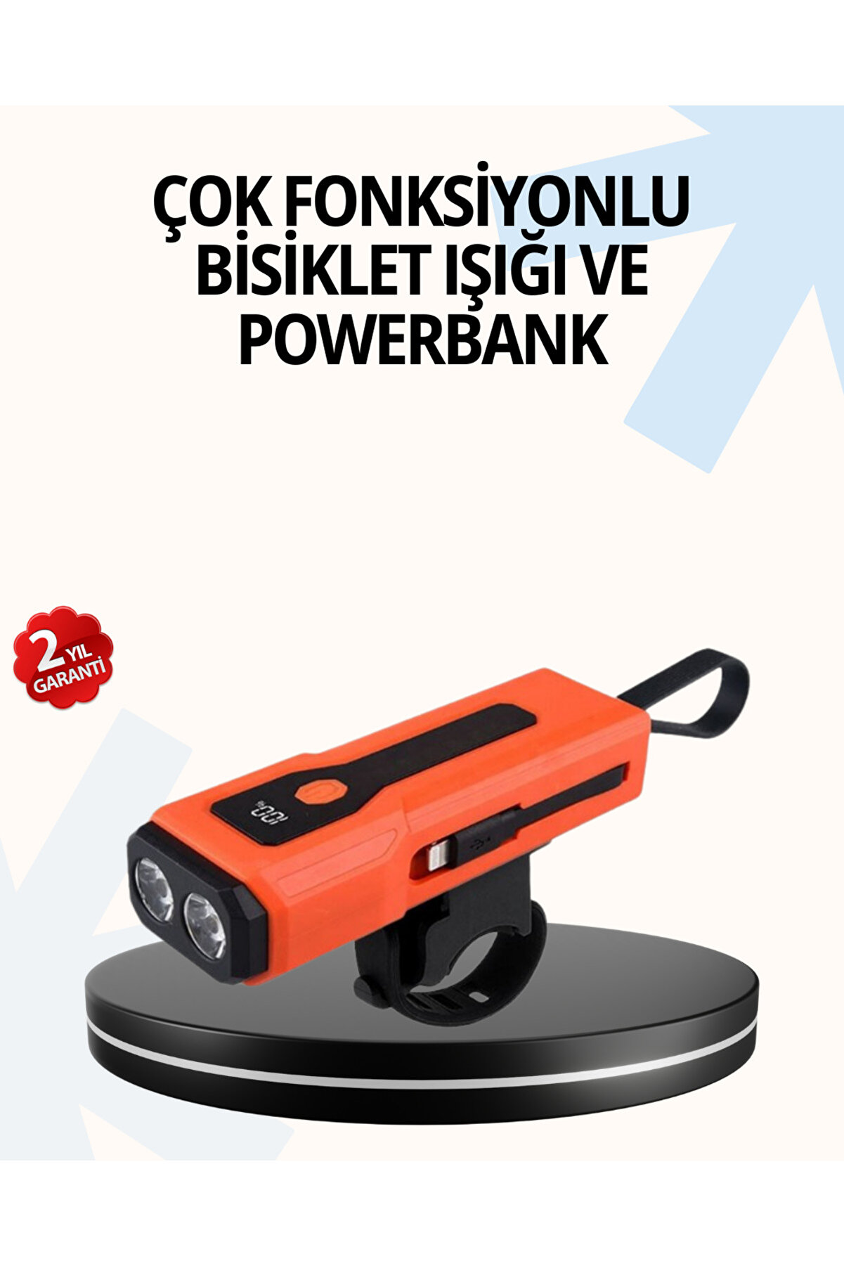 Toganshop Powerbank &Ouml;zelli̇kli̇ Bi̇si̇klet Işığı Di̇ji̇tal G&ouml;stergeli̇ Led