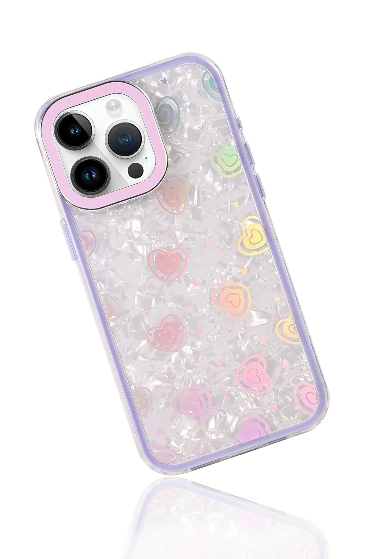 Buti̇k Apple İphone 15 Pro Max Lumi̇ Desenli̇ Kapak - Mor-(5796)