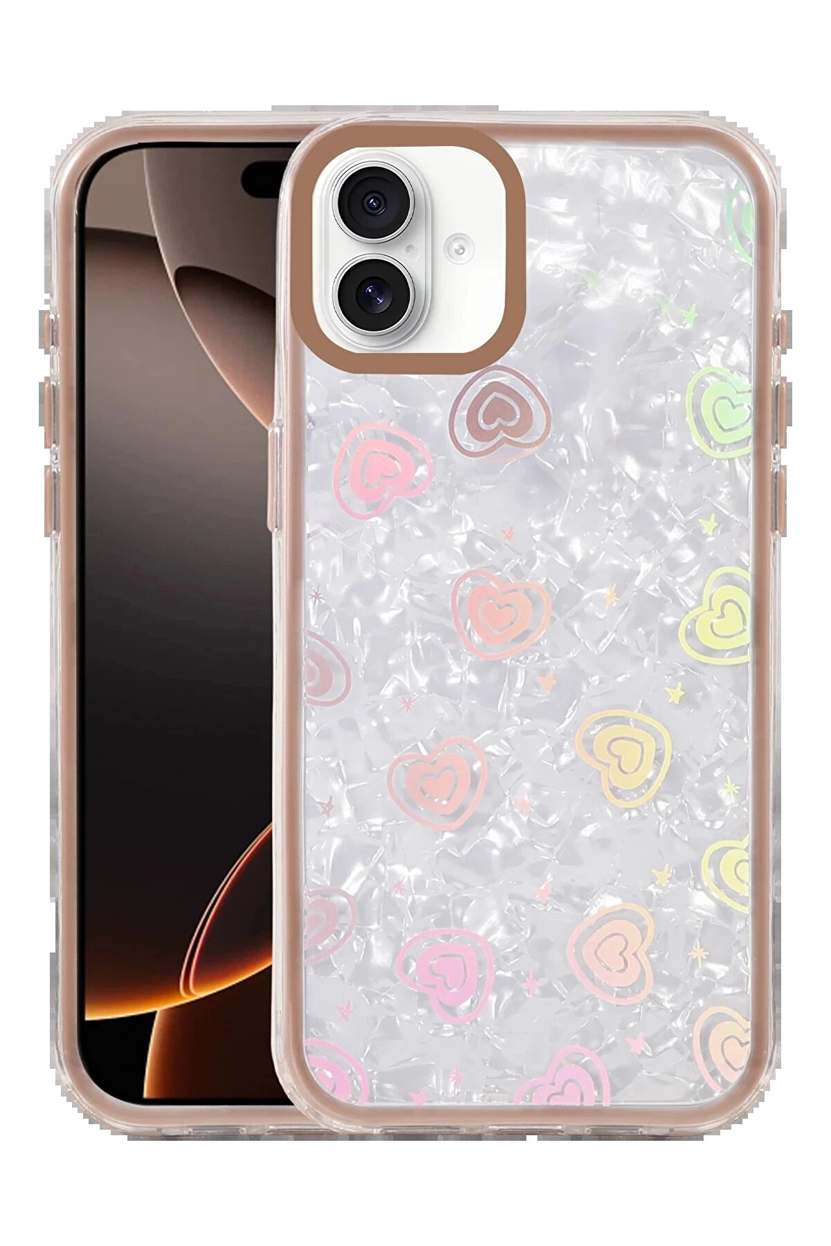 Buti̇k Apple İphone 16 Lumi̇ Desenli̇ Kapak - &Ccedil;&ouml;l Ti̇tanyum-(5796)