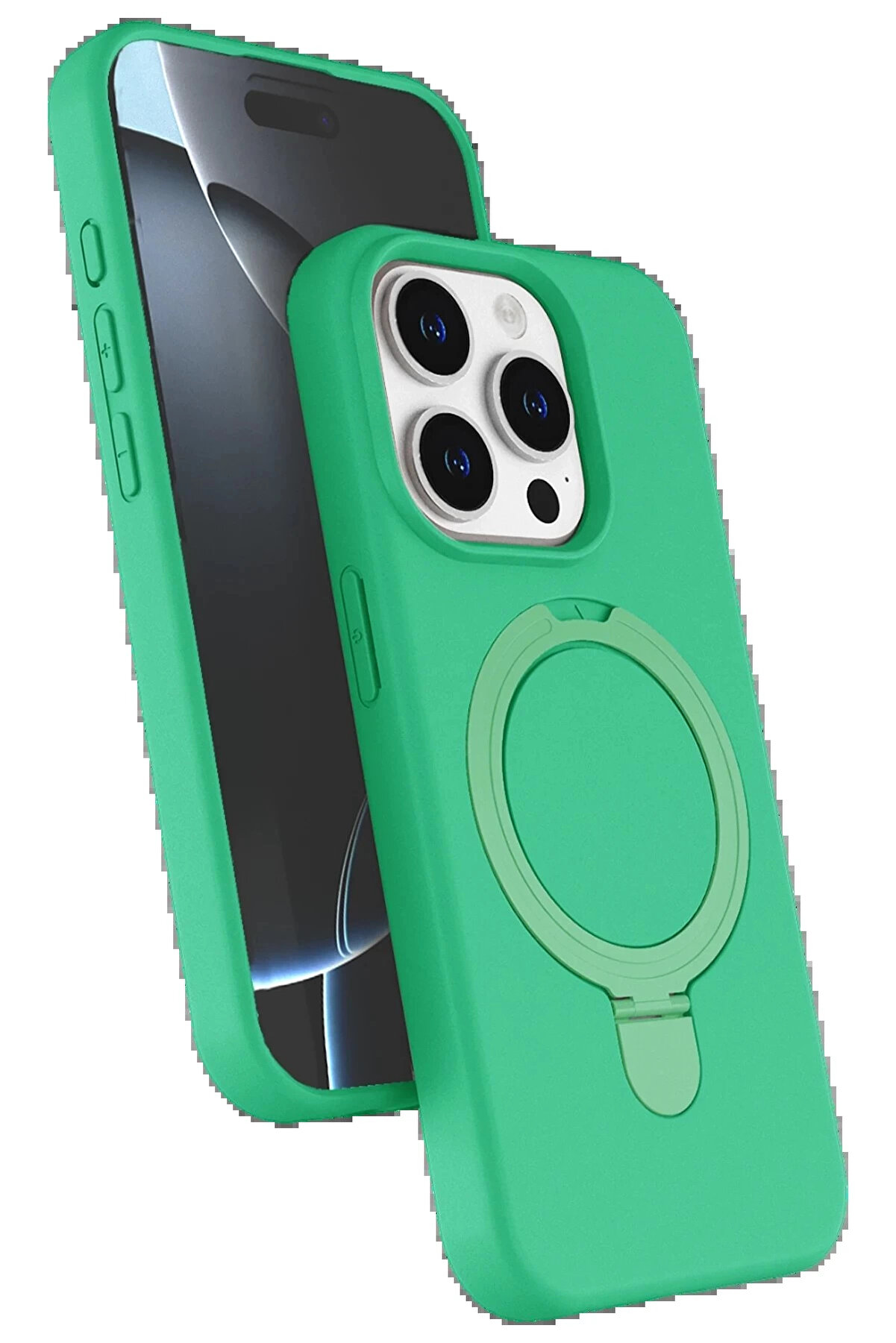 Buti̇k Apple İphone 14 Pro Max Regal Magsafe Standlı Kapak - Yeşi̇l-(5796)