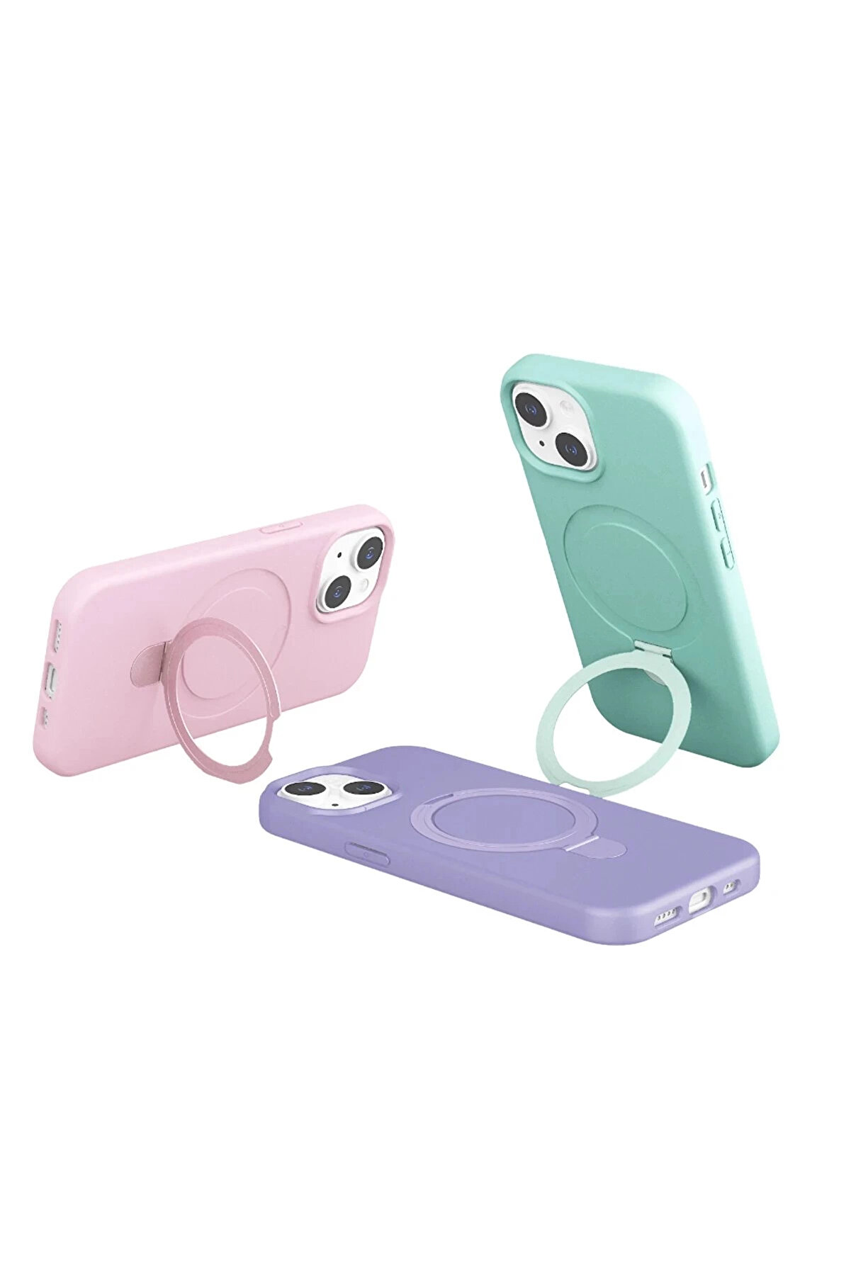 Buti̇k Apple İphone 15 Plus Regal Magsafe Standlı Kapak - Deri̇n Mor-(5796)