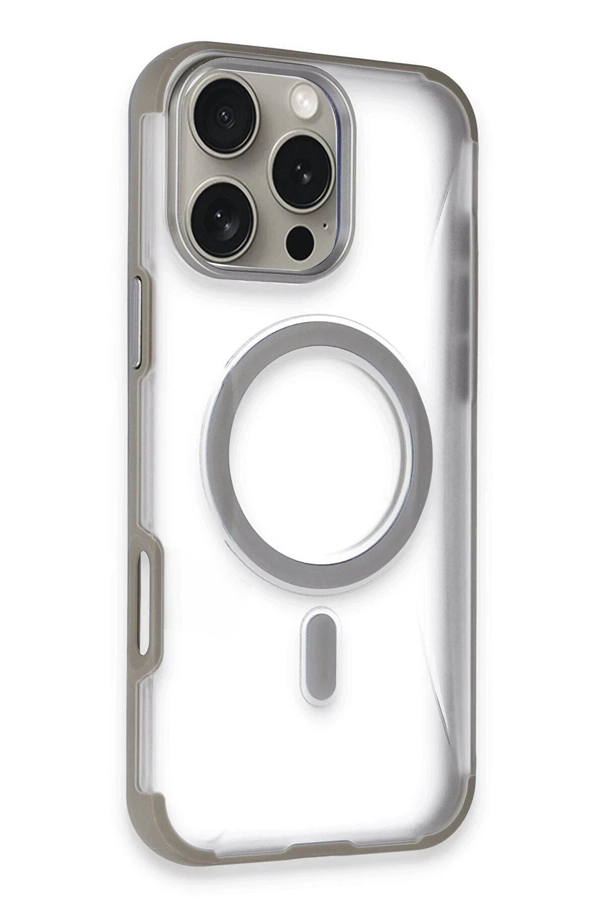 Buti̇k İphone 14 Pro Max Hi̇lton Magsafe Kapak - Ti̇tan Gri̇-(5796)