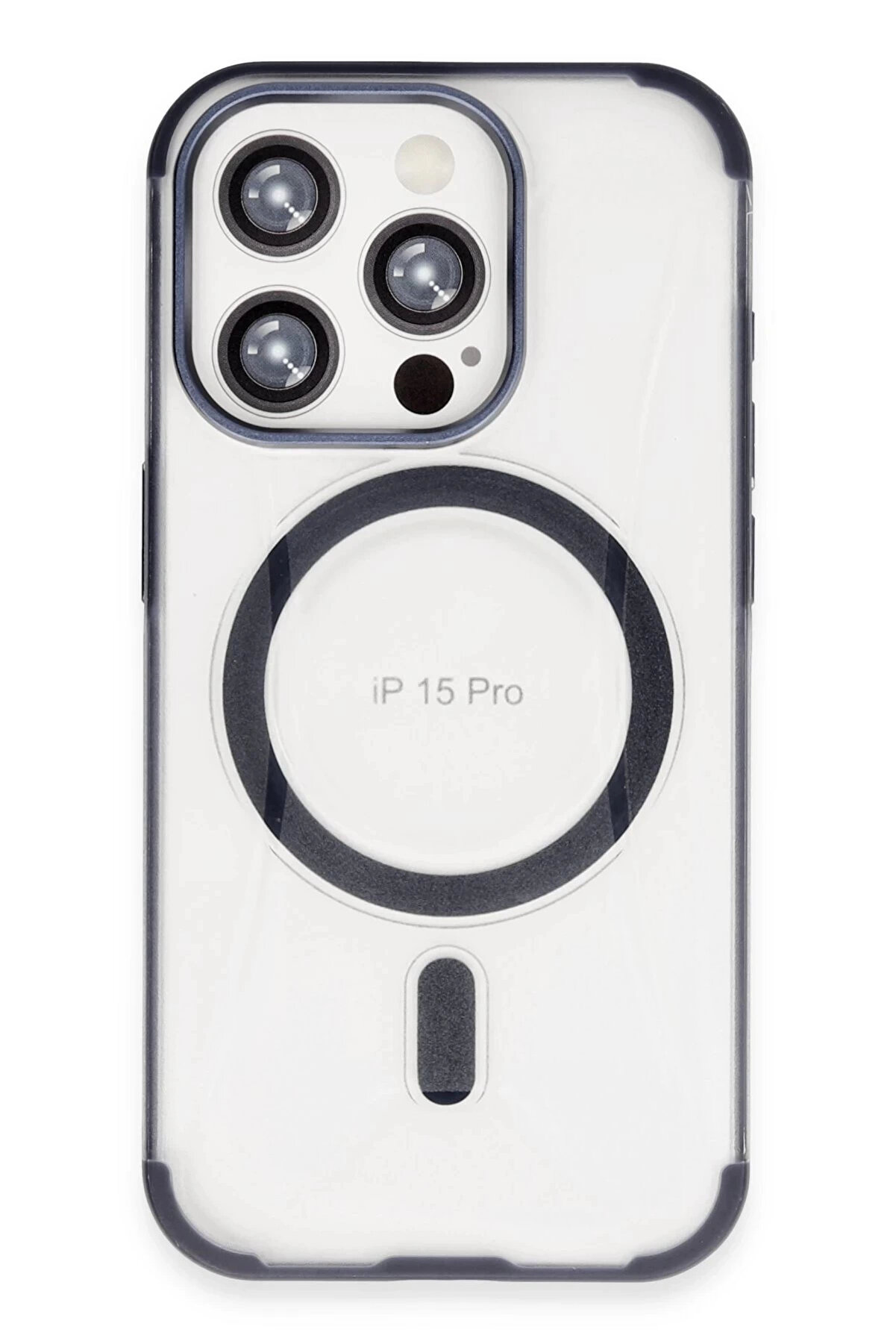 Buti̇k İphone 15 Pro Max Hi̇lton Magsafe Kapak - Laci̇vert-(5796)