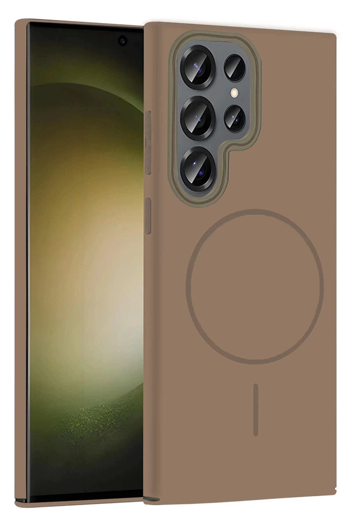 Buti̇k Samsung Galaxy S23 Ultra Broş Magsafe Kapak - &Ccedil;&ouml;l Ti̇tanyum-(5796)