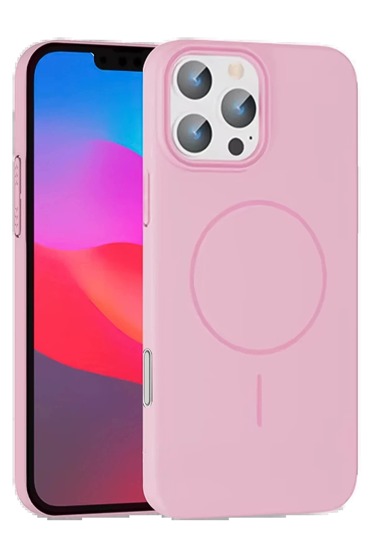 Buti̇k İphone 16 Pro Max Broş Magsafe Kapak - Pembe-(5796)