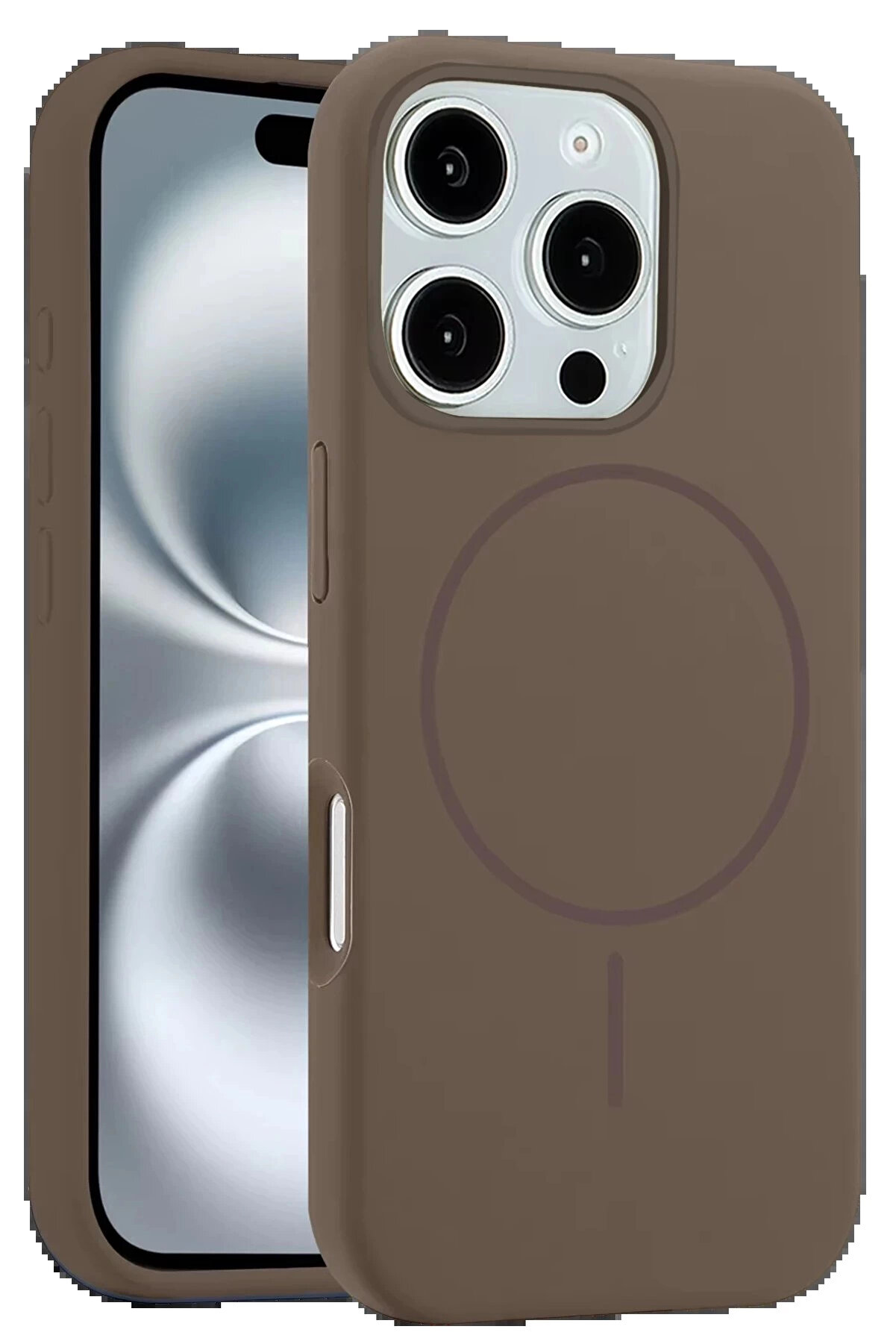 Buti̇k İphone 16 Pro Max Kılıf Jully Magsafe Kapak - Kahverengi̇-(5796)