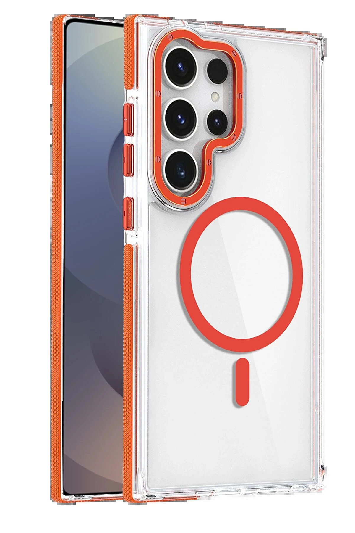 Buti̇k Samsung Galaxy S25 Ultra Bella Magsafe Kapak - Turuncu-(5796)