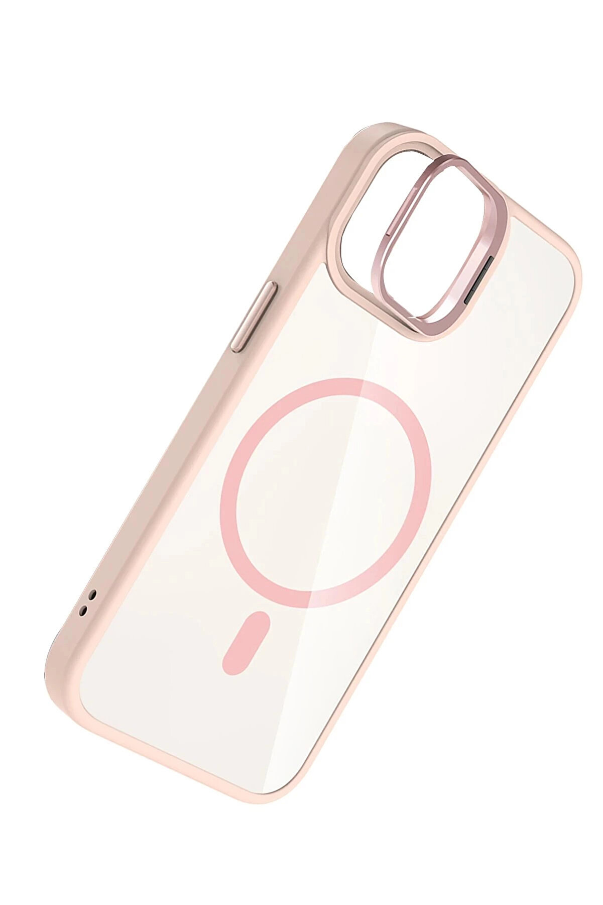 Buti̇k Apple İphone 11 Remi̇m Lensli̇ Magsafe Standlı Kapak - Pembe-(5796)
