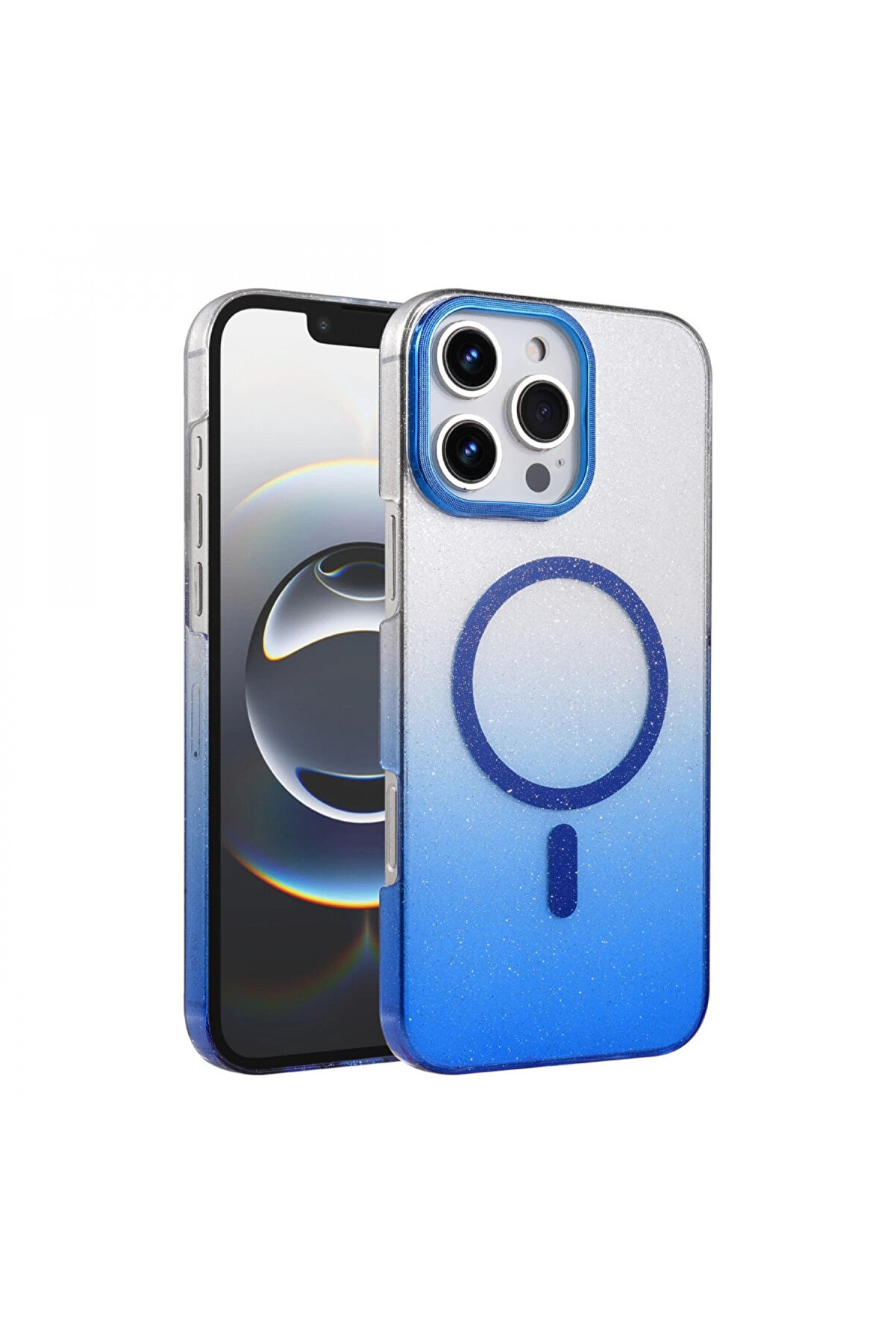 Buti̇k Apple İphone 16 Pro Max Glossy Magsafe Kapak - Mavi̇-(5796)