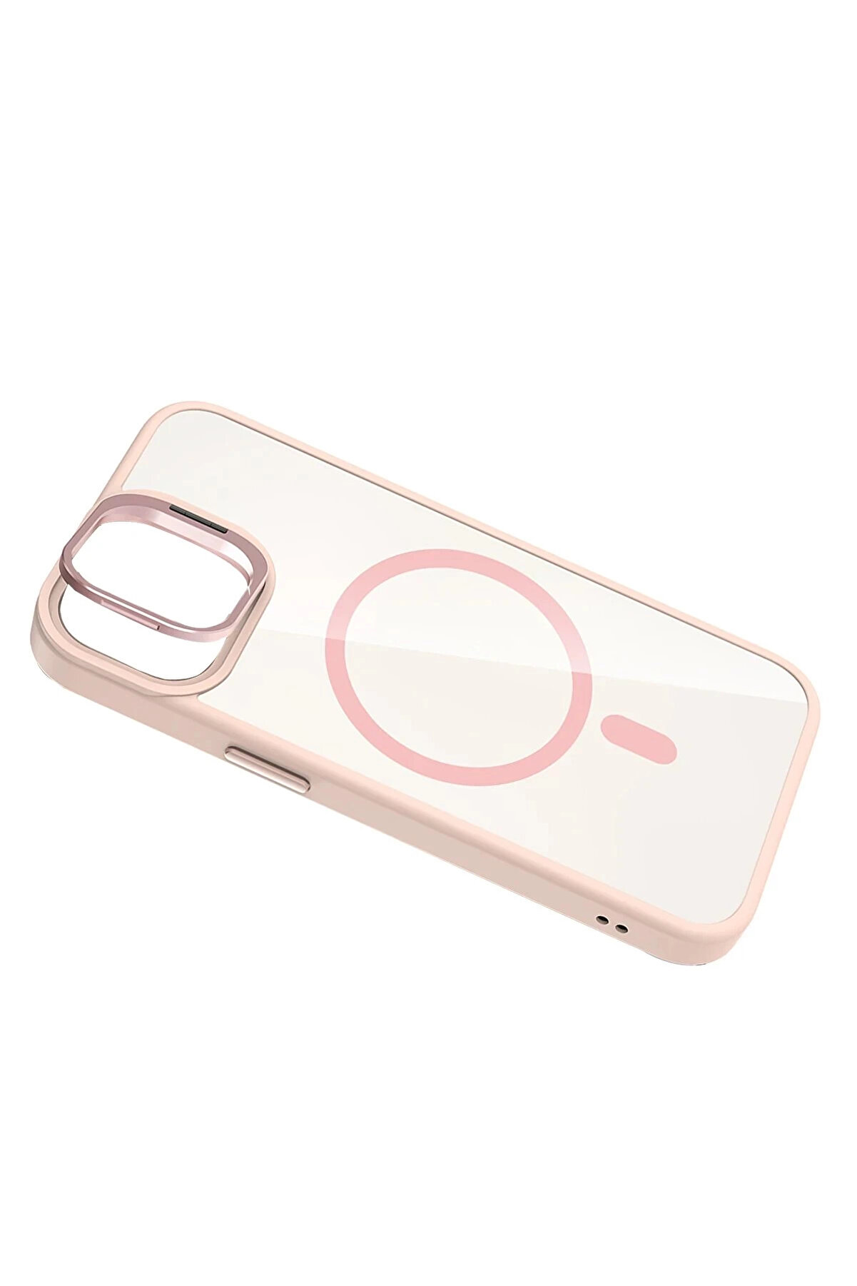 Buti̇k Apple İphone 11 Remi̇m Lensli̇ Magsafe Standlı Kapak - Pembe-(5796)