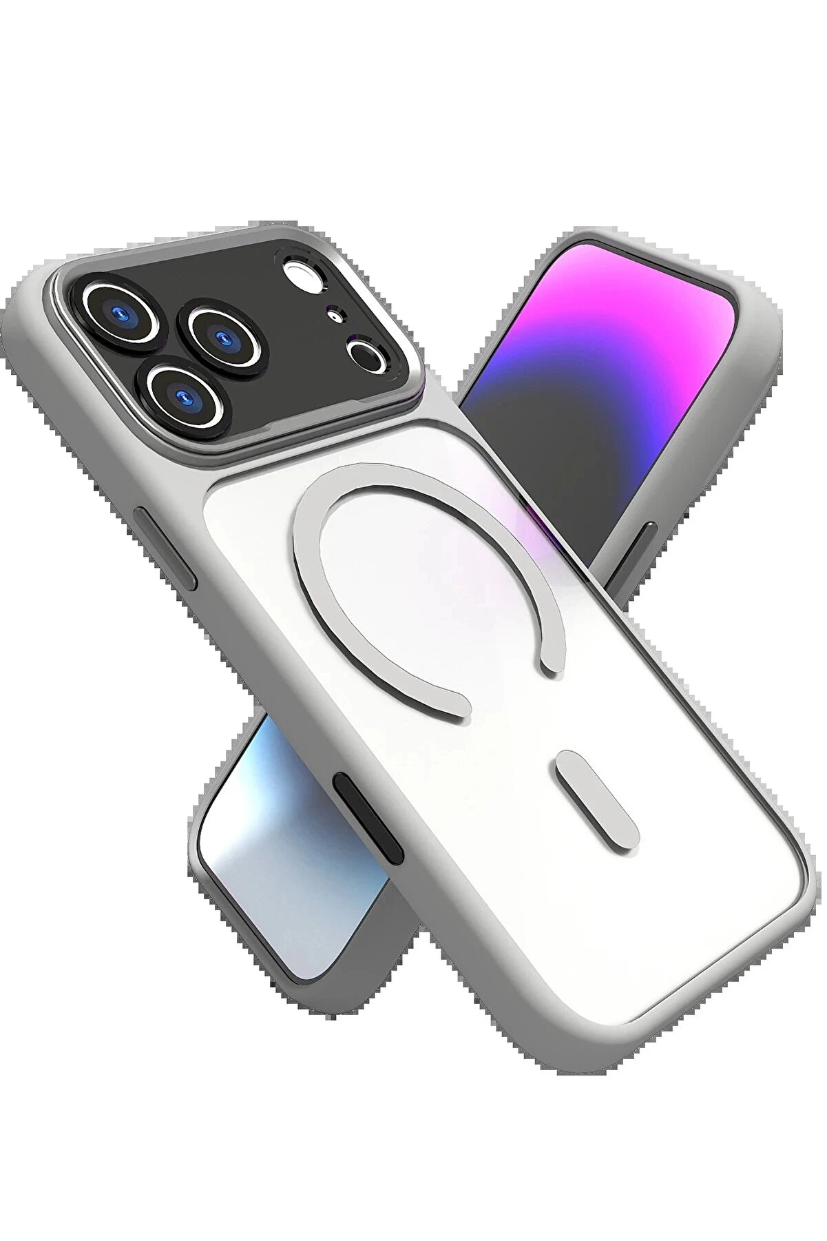 Buti̇k Apple İphone 17 Pro Max Hazar Magsafe Kapak - Gri̇-(5796)