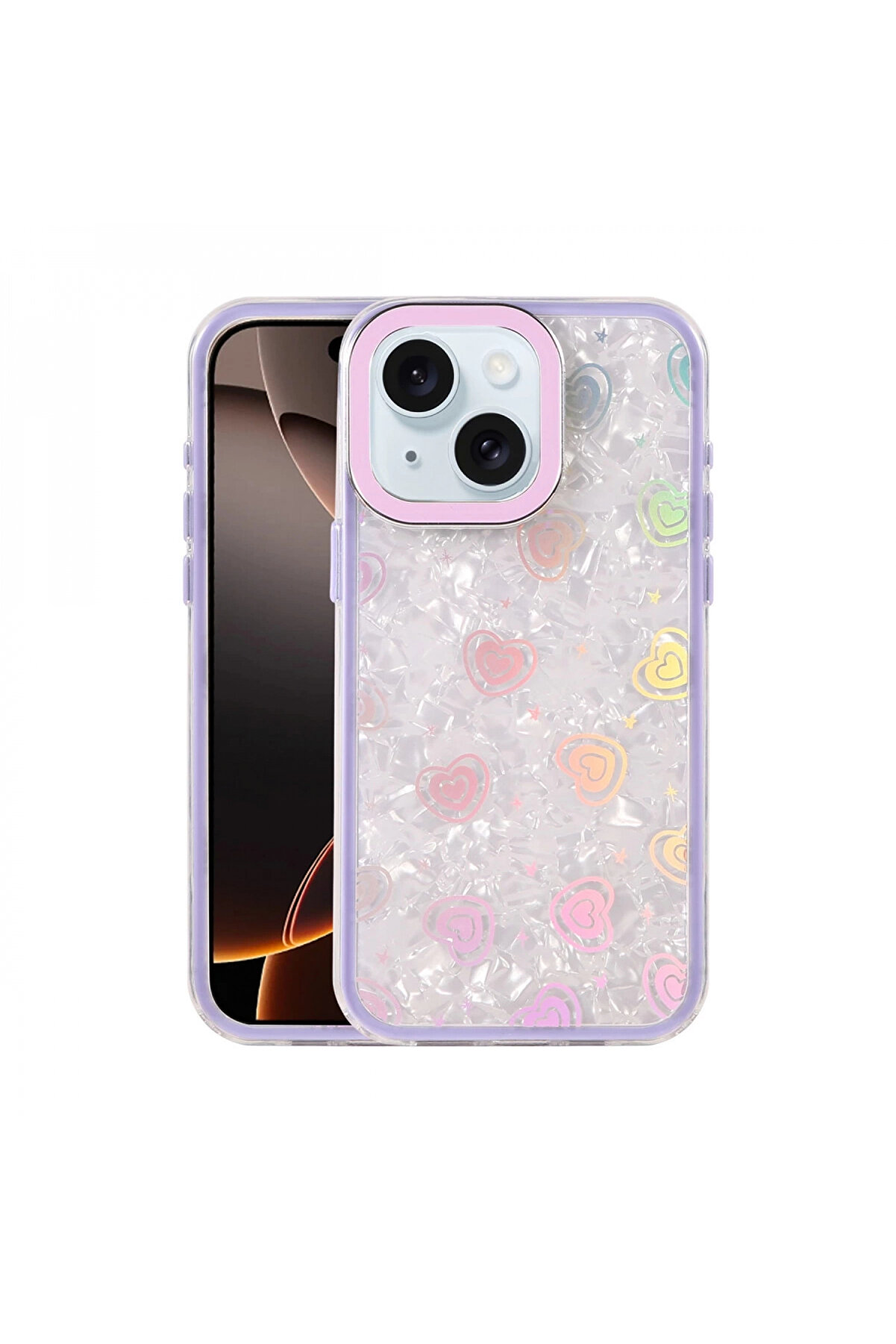 Byhodi̇ Apple İphone 14 Lumi̇ Desenli̇ Kapak - Mor