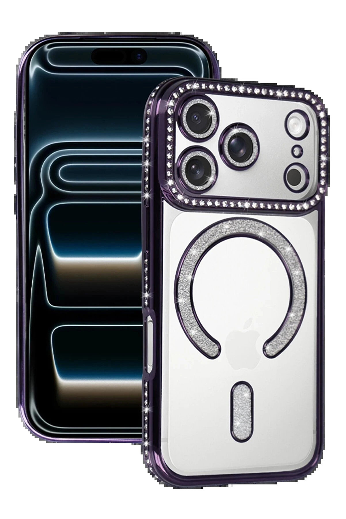 Buti̇k Apple İphone 17 Pro Max Joke Si̇mli̇ Magneti̇csafe Kılıf - Deri̇n Mor-(5796)