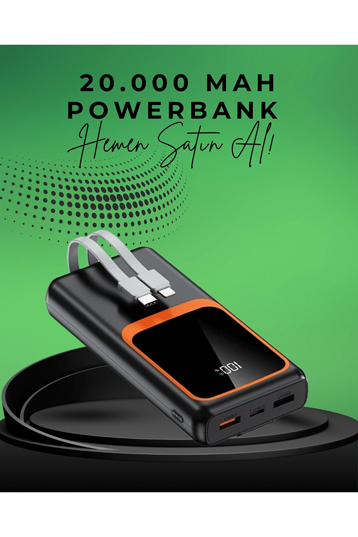 Buti̇k 20000 Mah Taşınabi̇li̇r Powerbank | &Ccedil;ok Kablolu Hızlı Şarj Destekli̇ (22.5W)