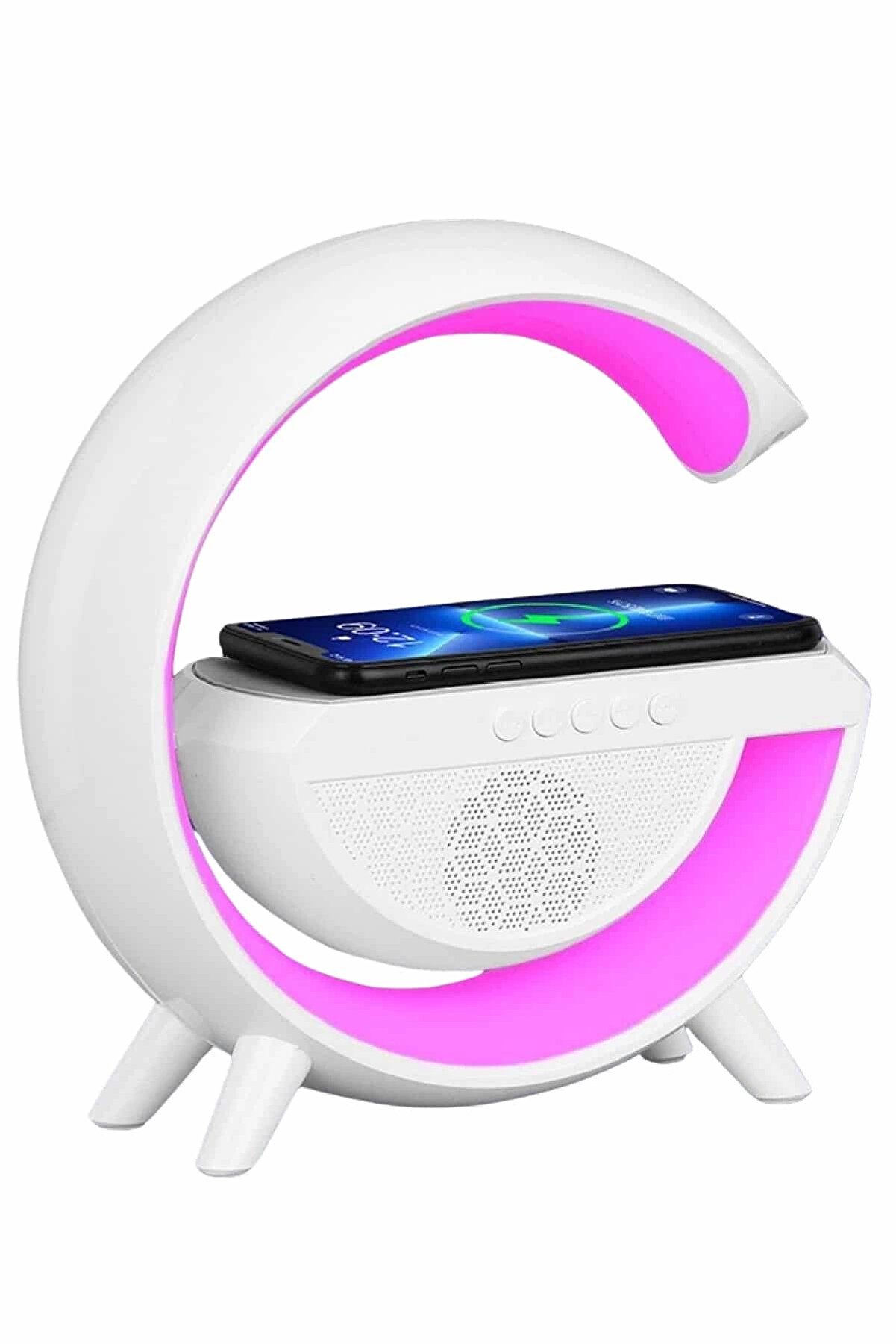 Buti̇k Bluetooth Hoparl&ouml;r G Şekli̇ Atmosfer Akıllı Rgb Lamba Wi̇reless Kablosuz Şarj