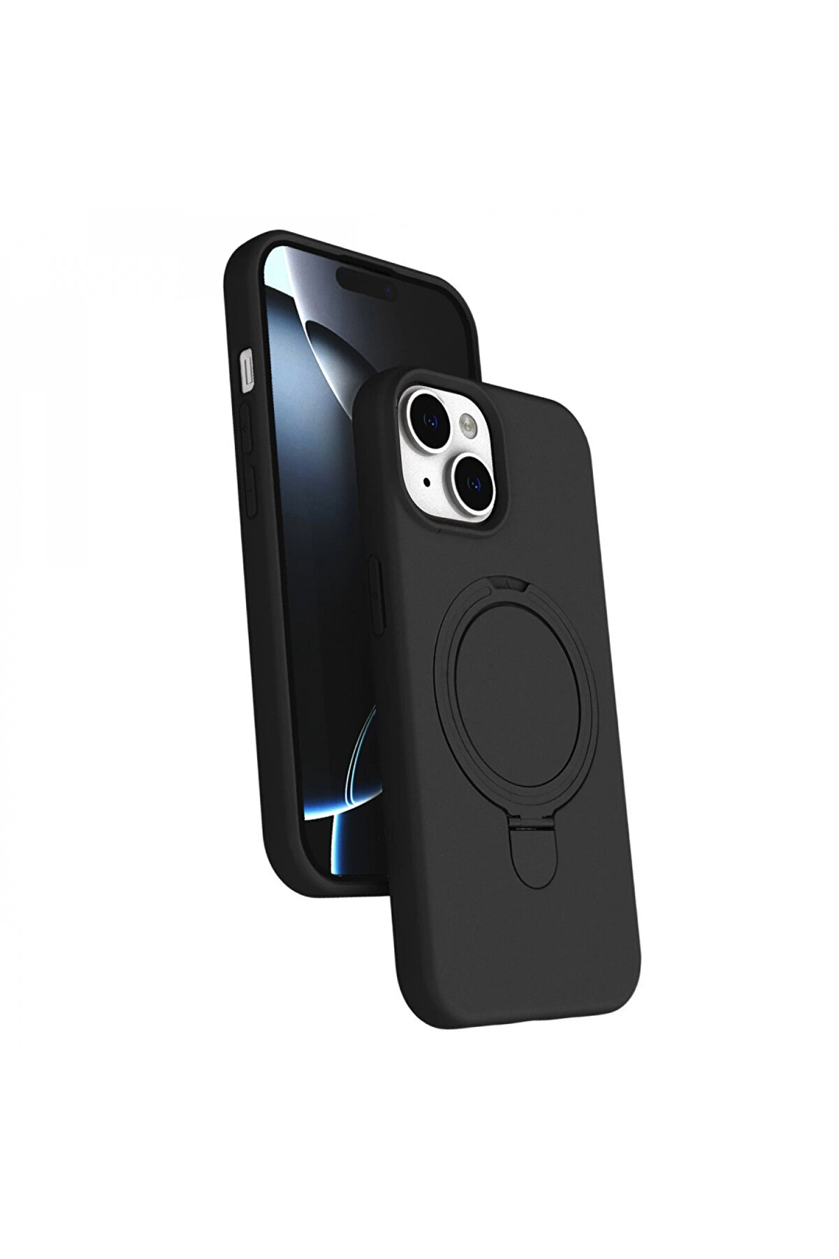 Buti̇k Apple İphone 15 Regal Magsafe Standlı Kapak - Si̇yah-(5796)