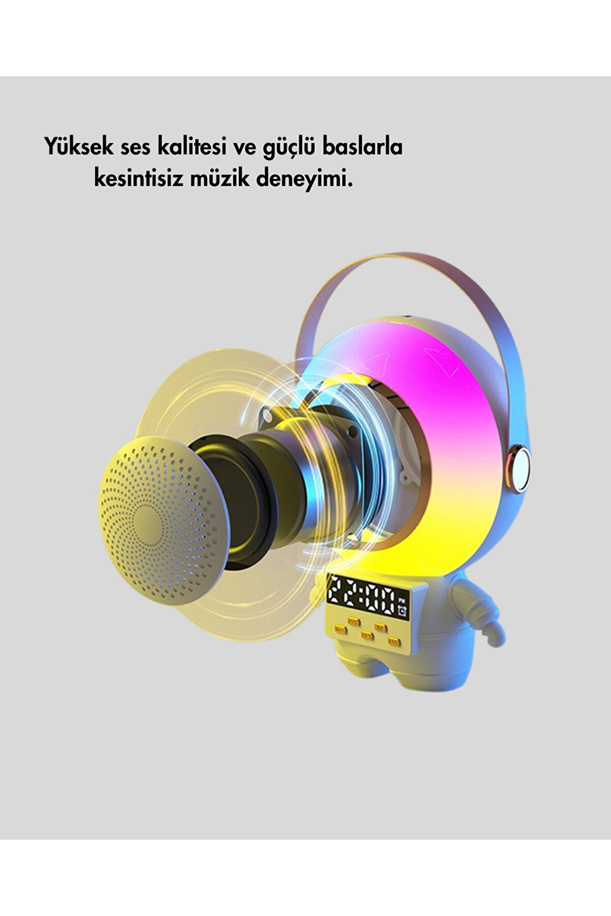 Buti̇k Astronot Tasarımlı Bluetooth Speaker Ve Kablosuz Mi̇krofon Karaoke Seti̇