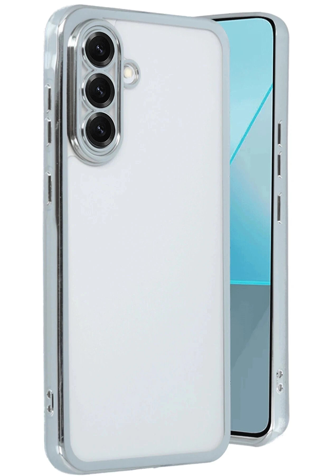 Buti̇k Samsung Galaxy A56 Kılıf Lensli̇ Si̇li̇kon - G&uuml;m&uuml;ş-(5796)