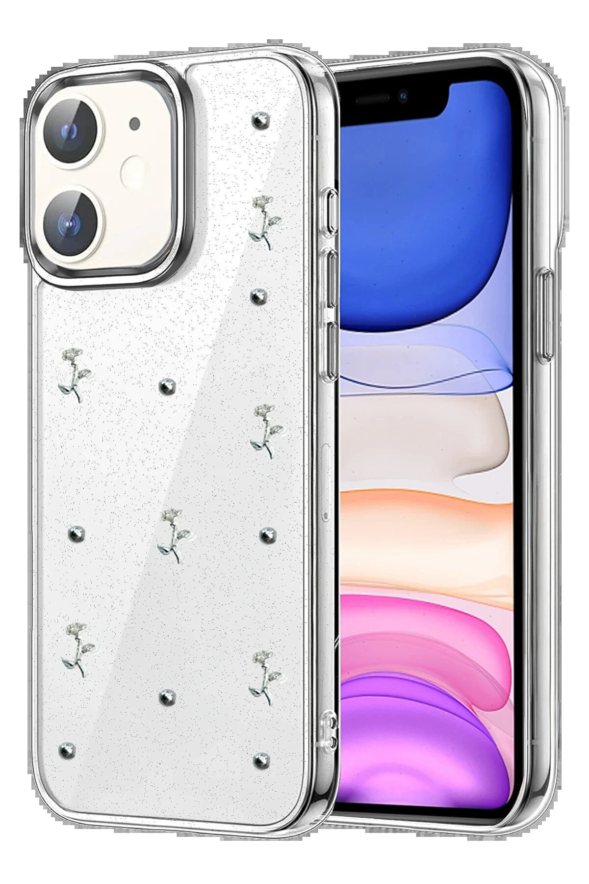 Buti̇k Apple İphone 12 Fi̇yonk Desenli̇ Kapak - Desen 7-(5796)