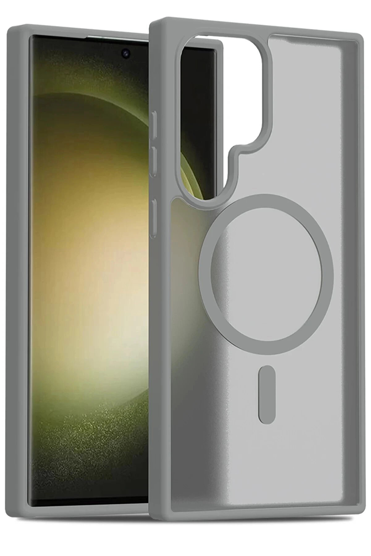 Buti̇k Samsung Galaxy S23 Ultra Jota Magsafe Kapak - Ti̇tan Gri̇-(5796)