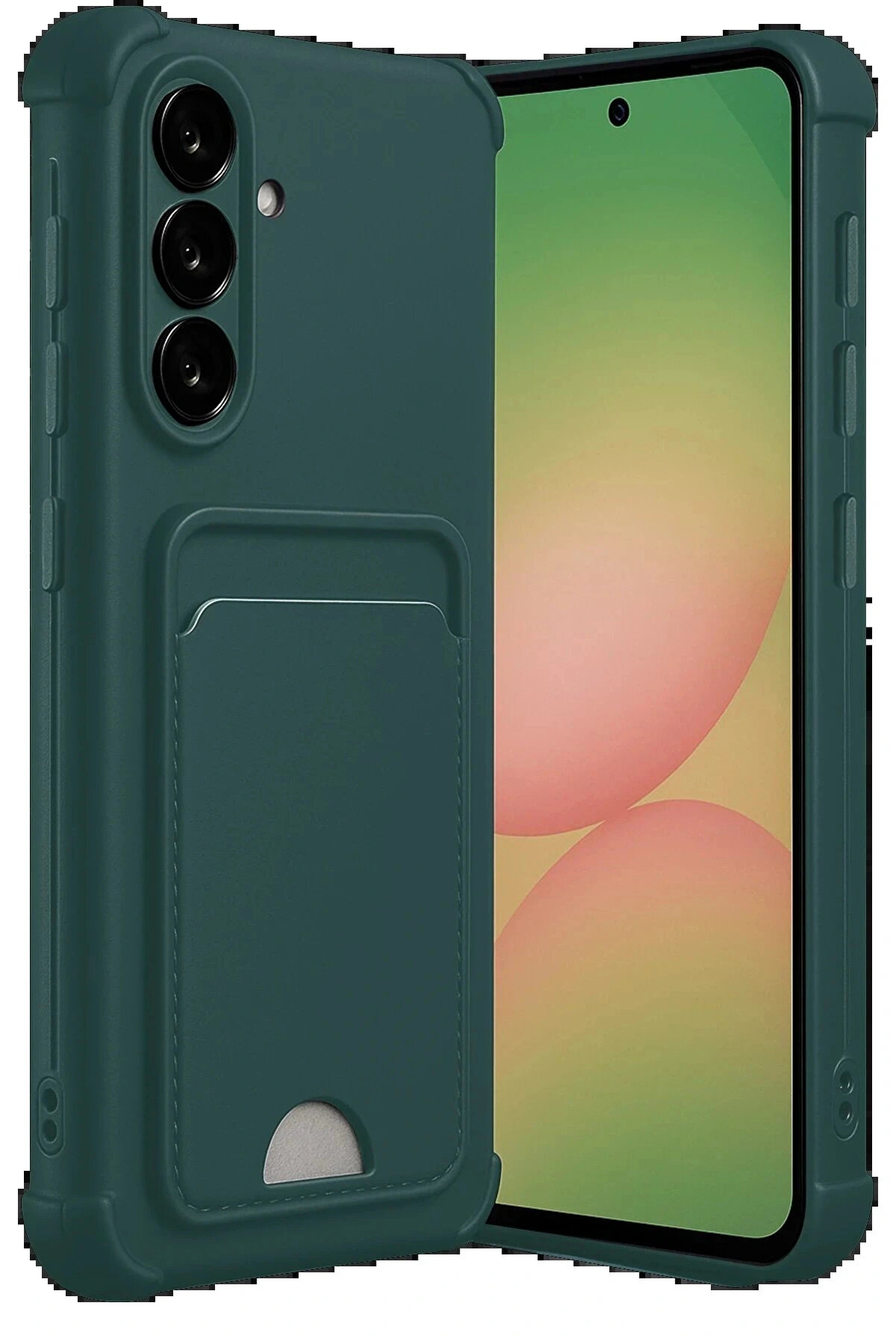 Buti̇k Samsung Galaxy A17 5G Kelvi̇n Kartvi̇zi̇tli̇ Si̇li̇kon - Koyu Yeşi̇l-(5796)