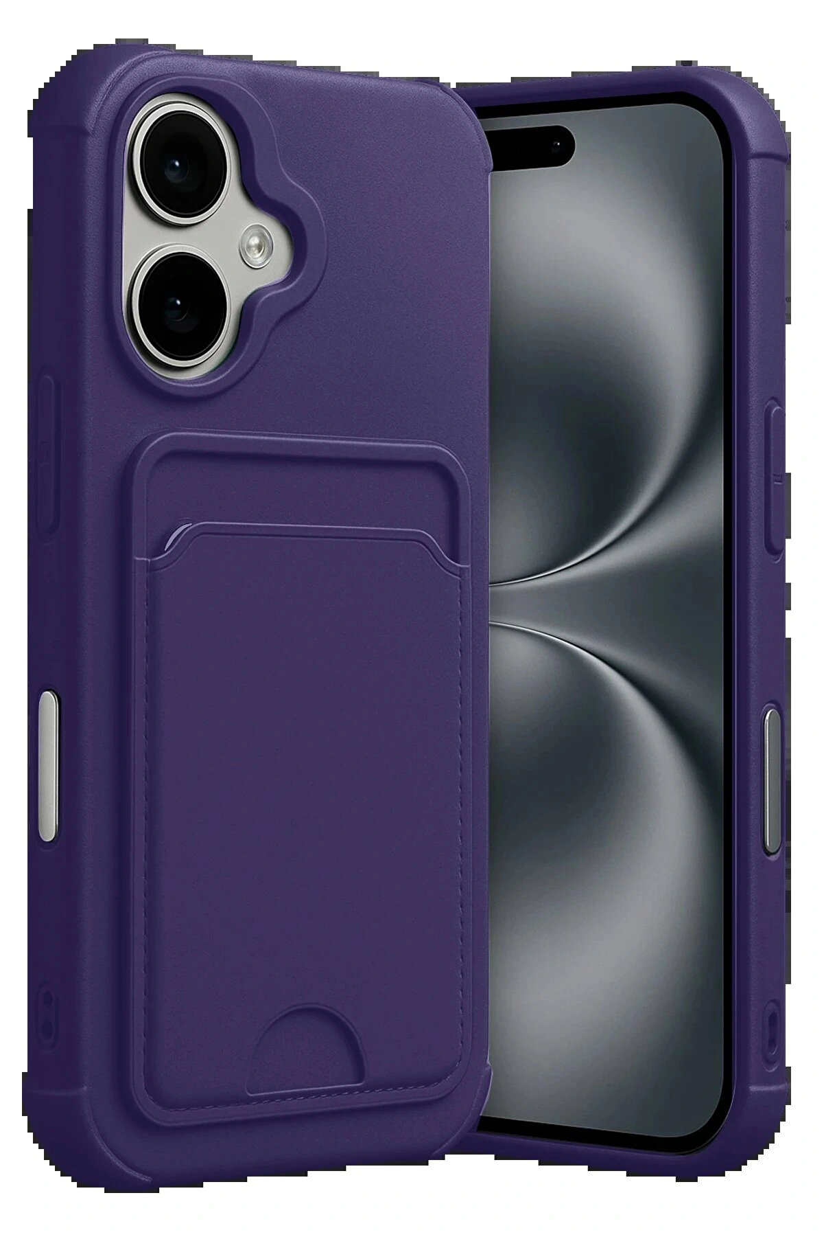 Buti̇k Apple İphone 17 Kelvi̇n Kartvi̇zi̇tli̇ Si̇li̇kon - Deri̇n Mor-(5796)