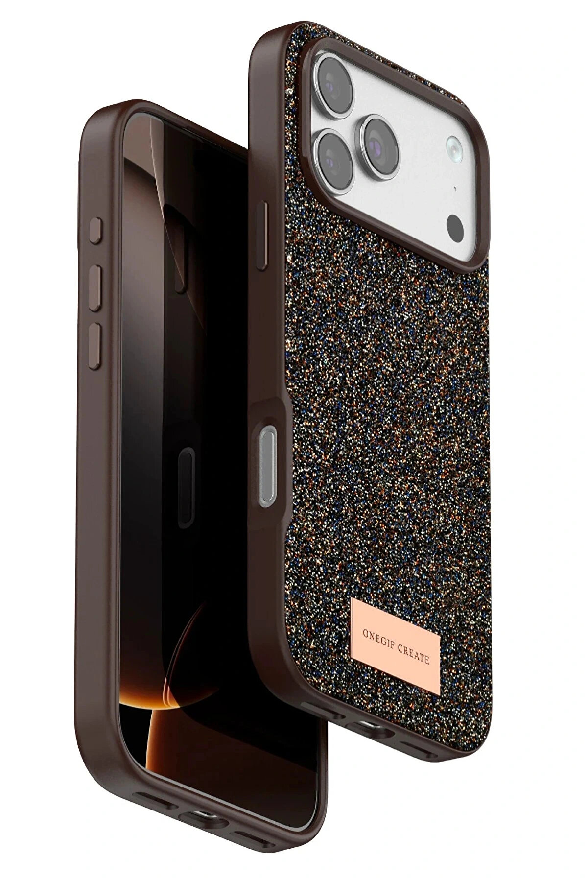 Buti̇k Apple İphone 17 Pro Bri̇ght Si̇mli̇ Kapak - Gold-(5796)