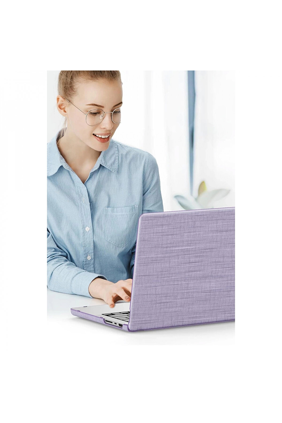 Harmonyaura Macbook Pro 16 2021 Macbook Kumaş Kapak - Mor