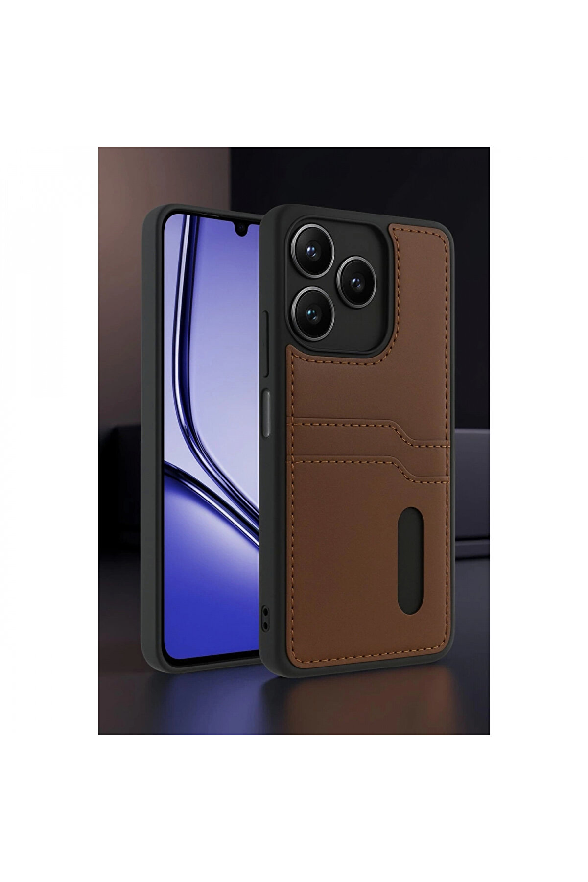 Buti̇k Realme Note 50 4G Kılıf Sara Kartvi̇zi̇tli̇ Deri̇ Kılıf - Si̇yah