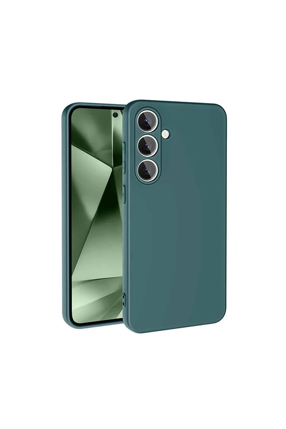 Buti̇k Harmonyaura Samsung Galaxy S24 Fe Kılıf Nano İ&ccedil;i̇ Kadi̇fe Si̇li̇kon - Koyu Yeşi̇l