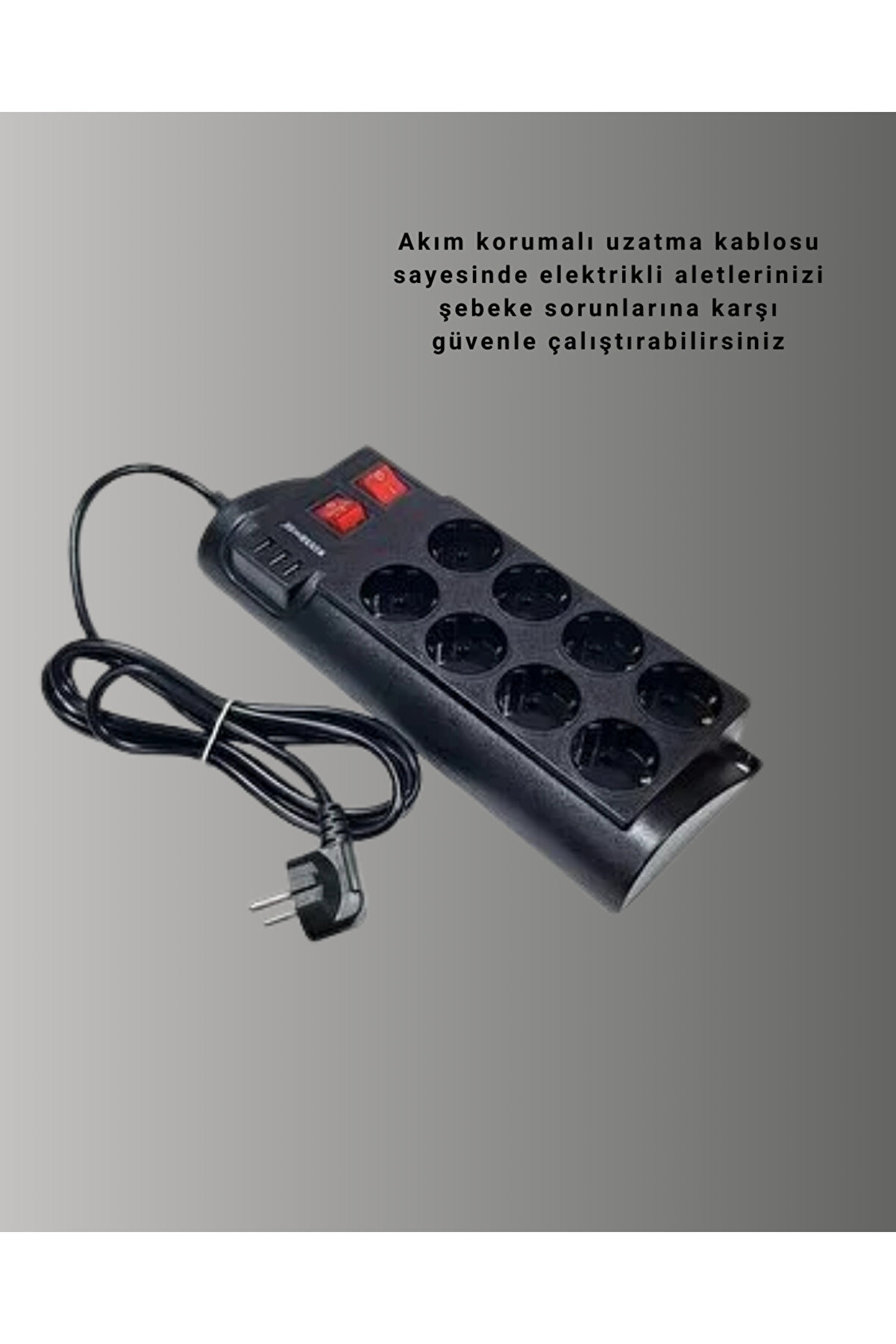 Shopwave Isıya Dayanıklı Termal Akım Korumalı 8 Li̇ Pri̇z Ve 3 Usb Gi̇ri̇şli̇ Uzatma Kablosu