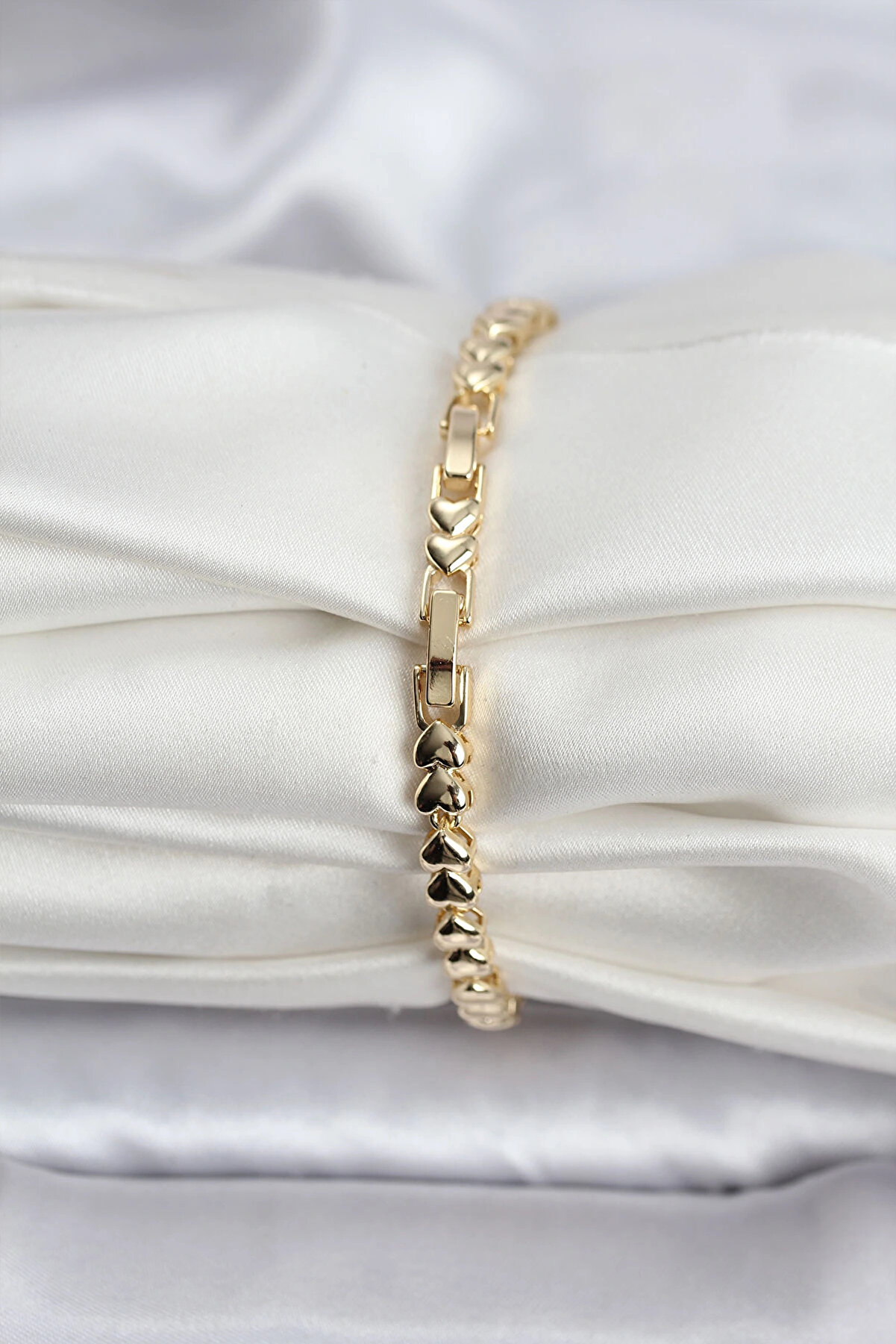 Toptan Bulurum 14K Gold Renk Kaplama Kalp Model Cm Kadın Bi̇lekli̇k